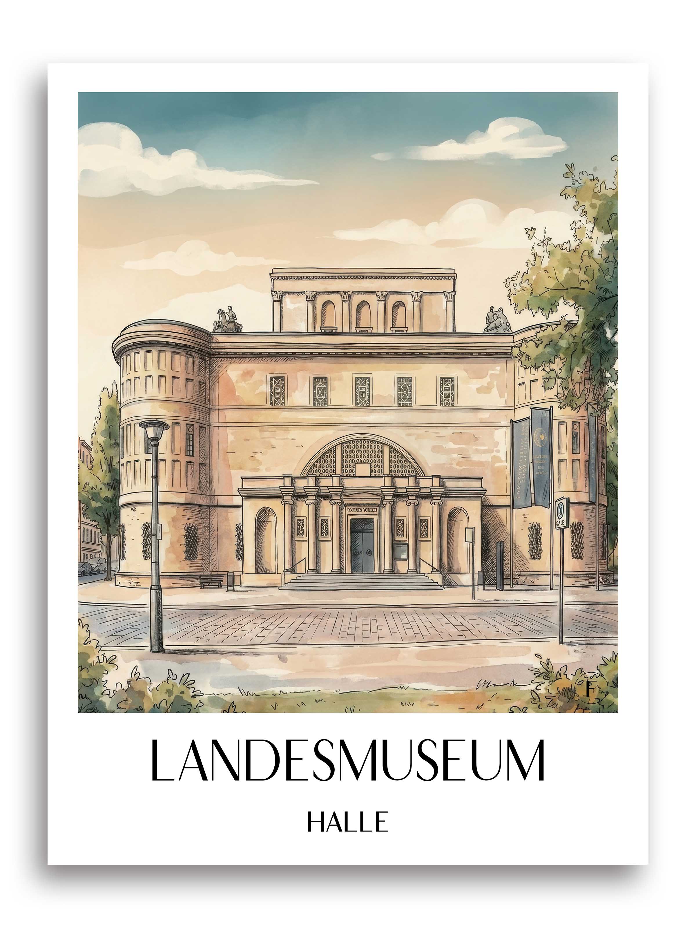 landesmuseum-halle-deutschland-poster-aquarell