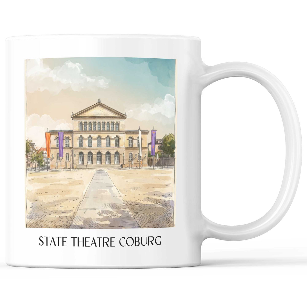 Landestheater Kaffeebecher - Coburg - Deutschland Becher - Kaffeetasse im Aquarell Stil - favplace