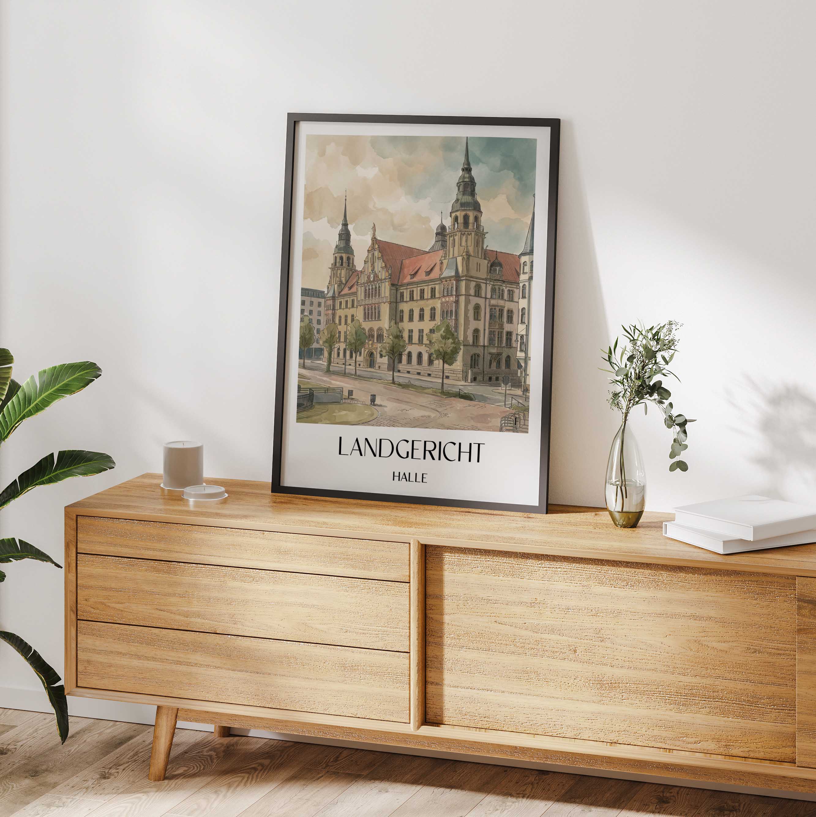 landgericht-halle-deutschland-poster-aquarell