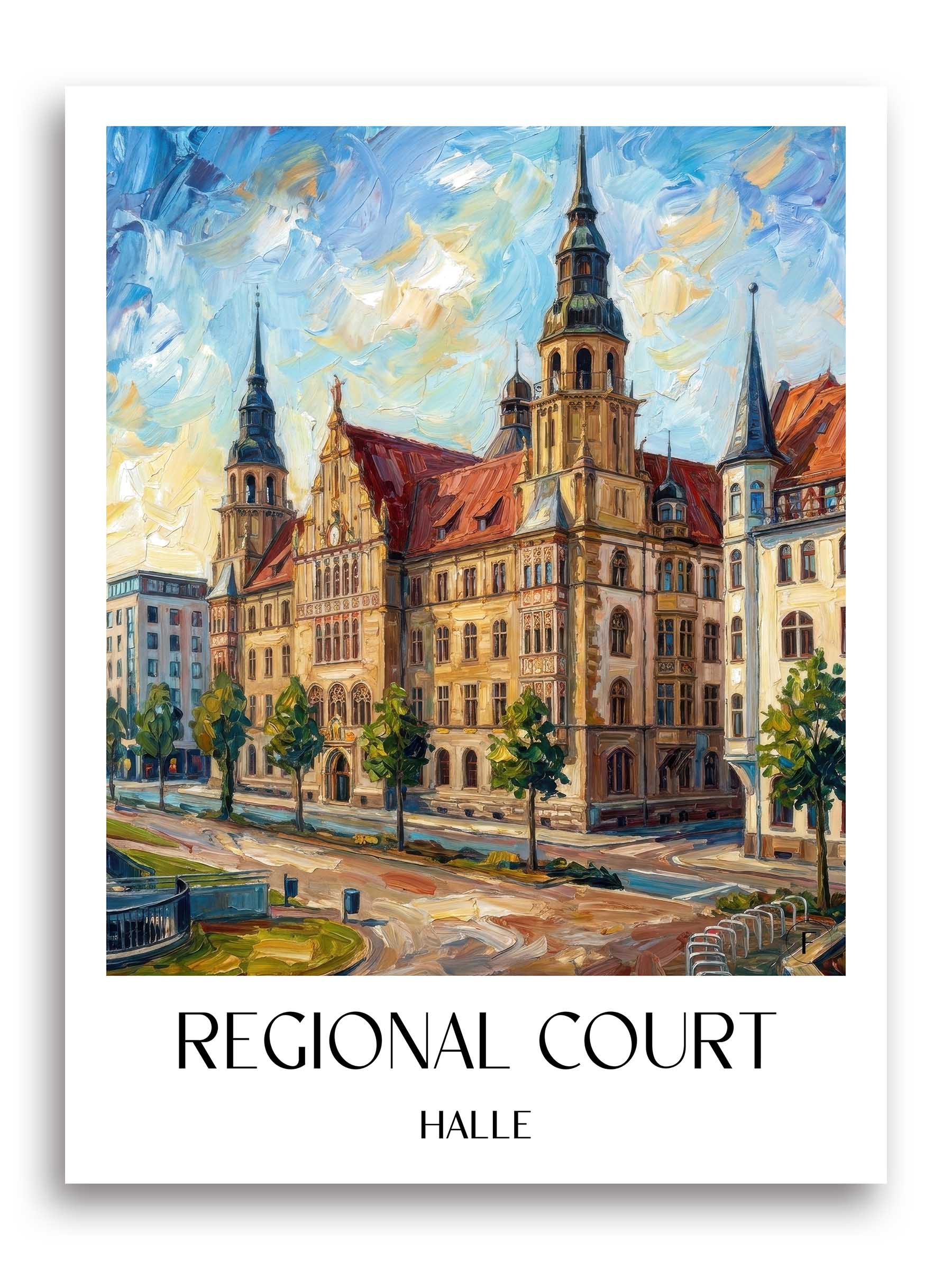 Landgericht Poster - Halle - Deutschland Kunstdruck - Ölgemälde von A4 bis A1 - favplace
