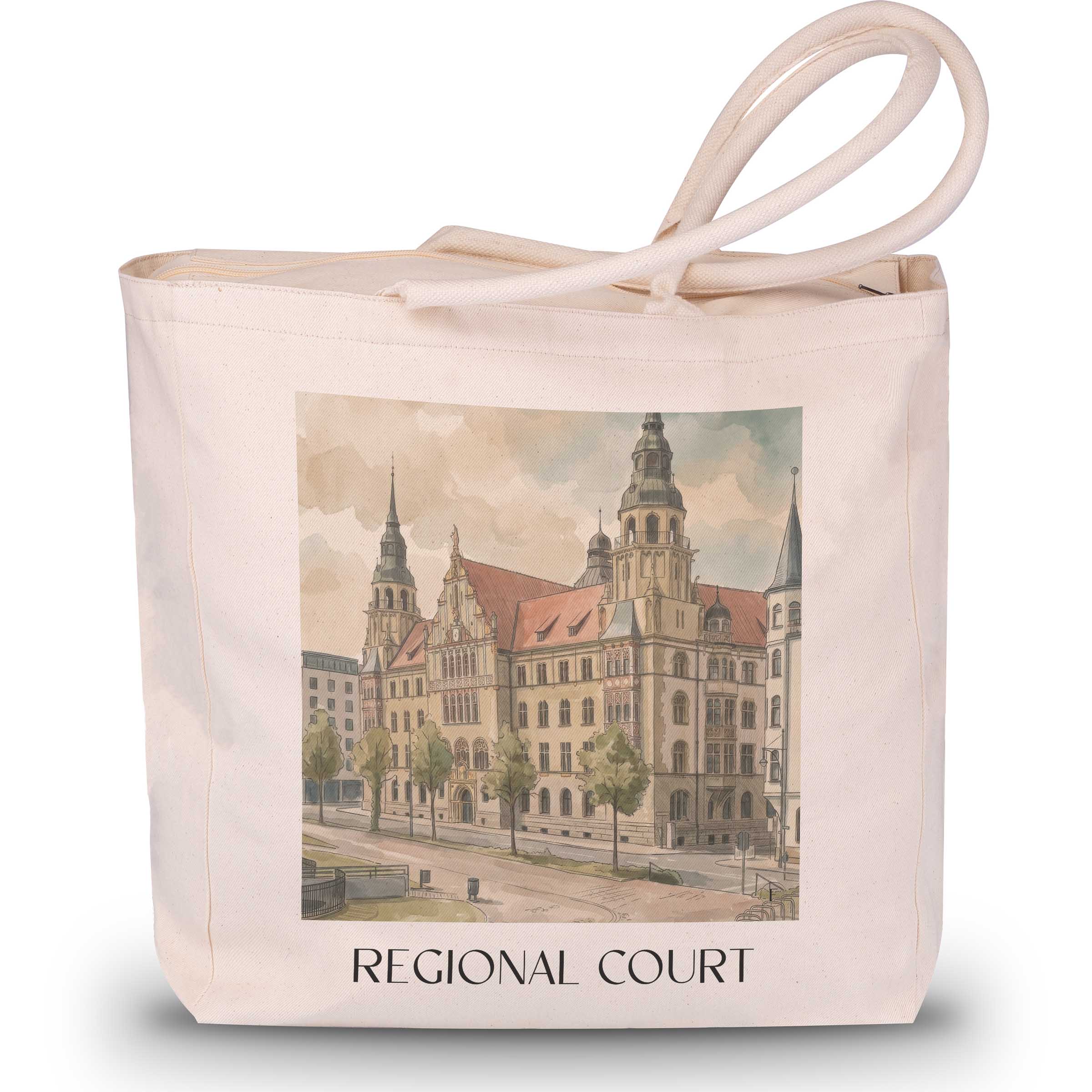 Landgericht Shopping Tasche - Halle - Deutschland Tote Bag - Einkaufstasche im Aquarell Stil - favplace