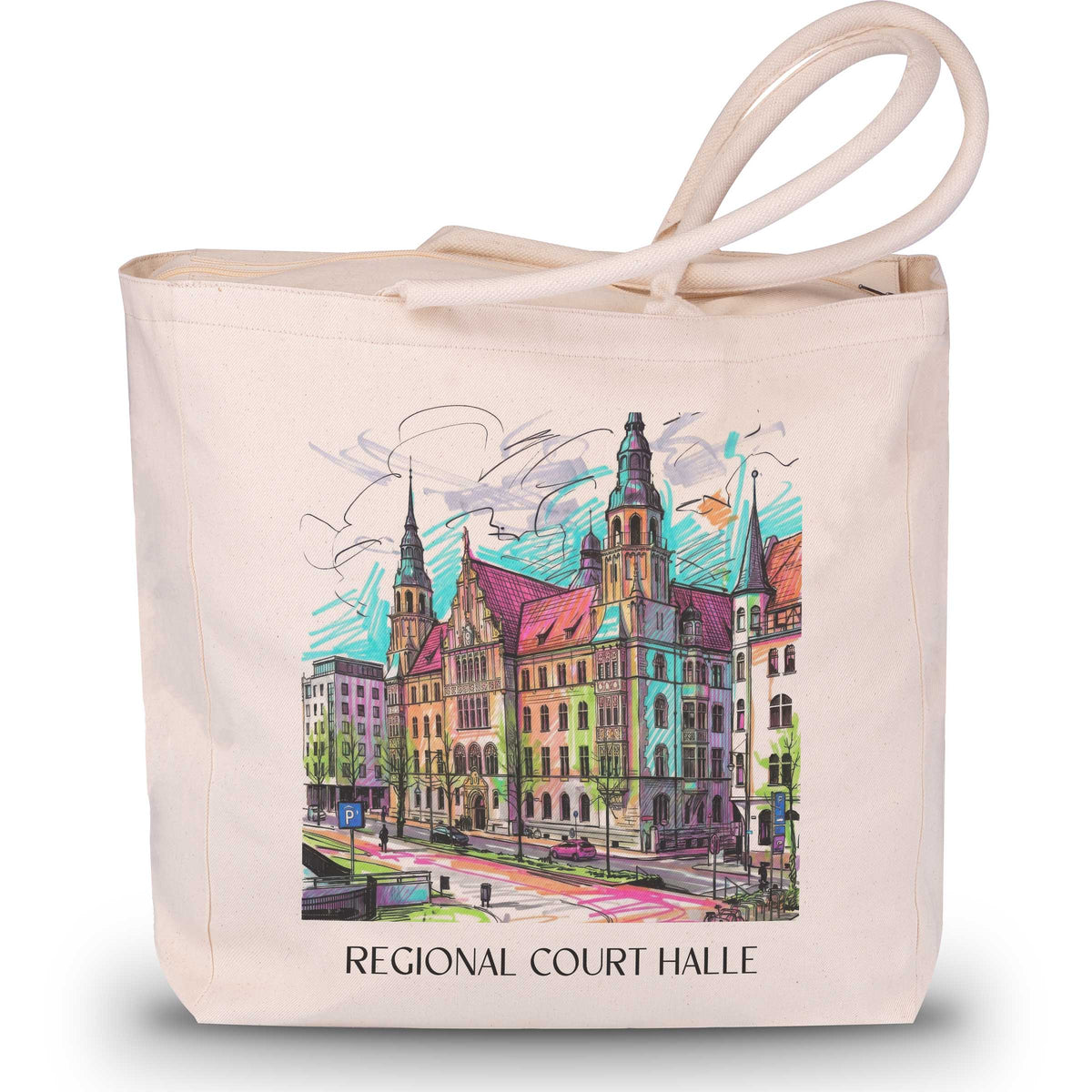 Landgericht Shopping Tasche - Halle - Deutschland Tote Bag - Einkaufstasche im Tag Graffiti Stil - favplace