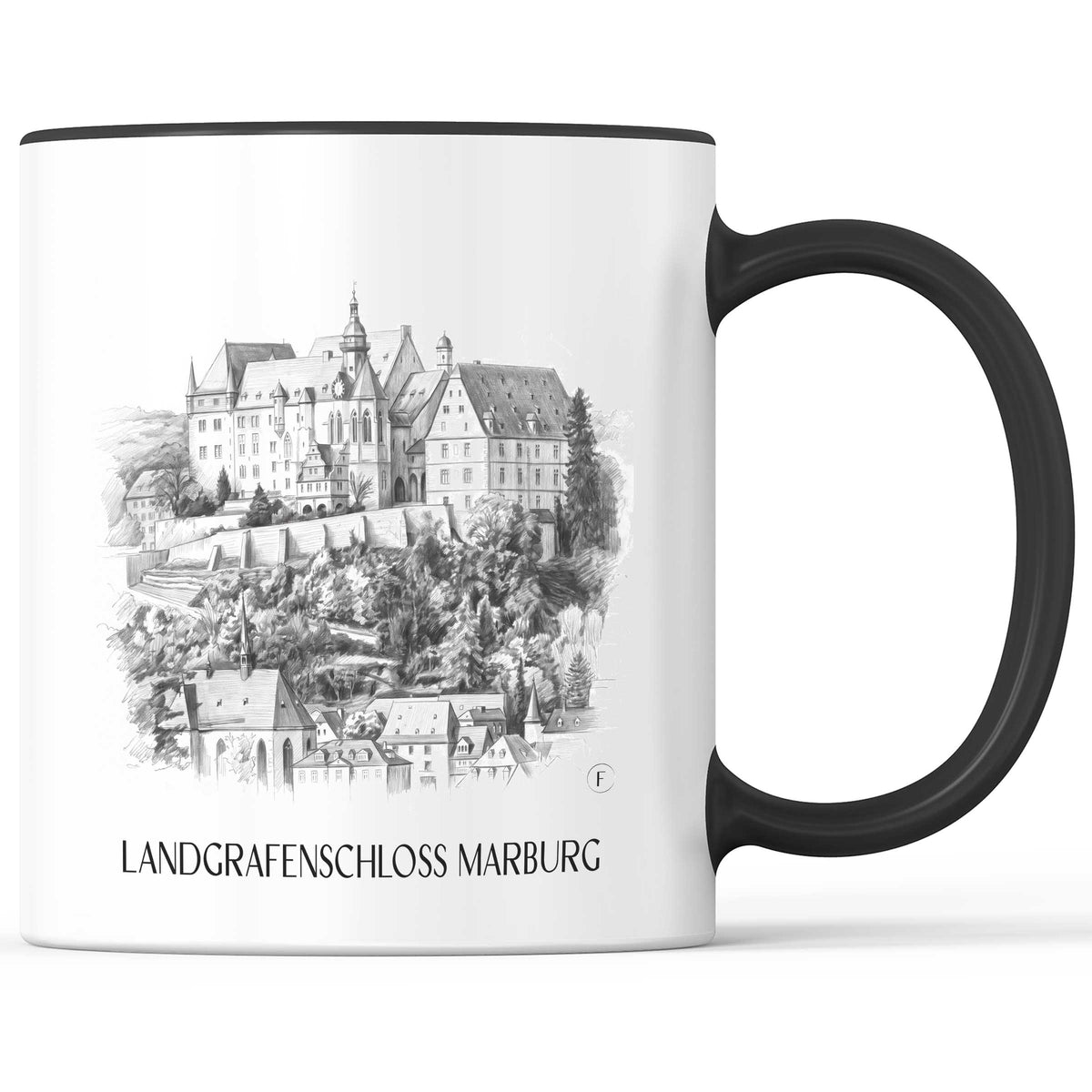 Landgrafenschloss Marburg Kaffeebecher - Hessen - Deutschland Becher - Kaffeetasse im Zeichnung Stil