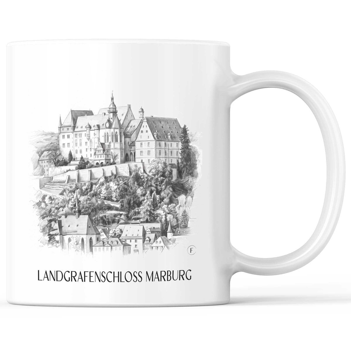 Landgrafenschloss Marburg Kaffeebecher - Hessen - Deutschland Becher - Kaffeetasse im Zeichnung Stil