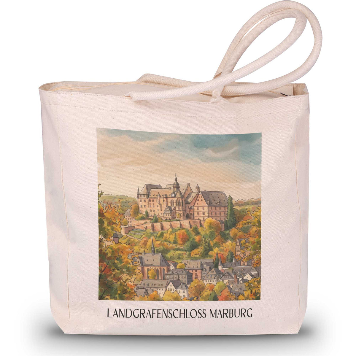 landgrafenschloss-marburg-hessen-deutschland-einkaufstasche-aquarell