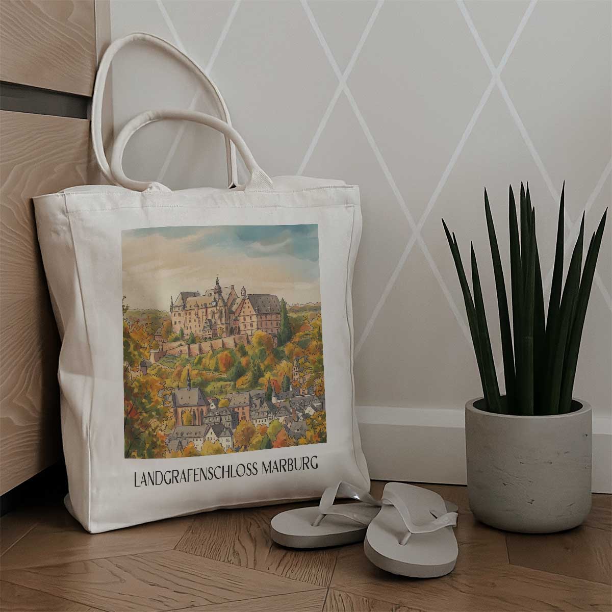 landgrafenschloss-marburg-hessen-deutschland-einkaufstasche-aquarell