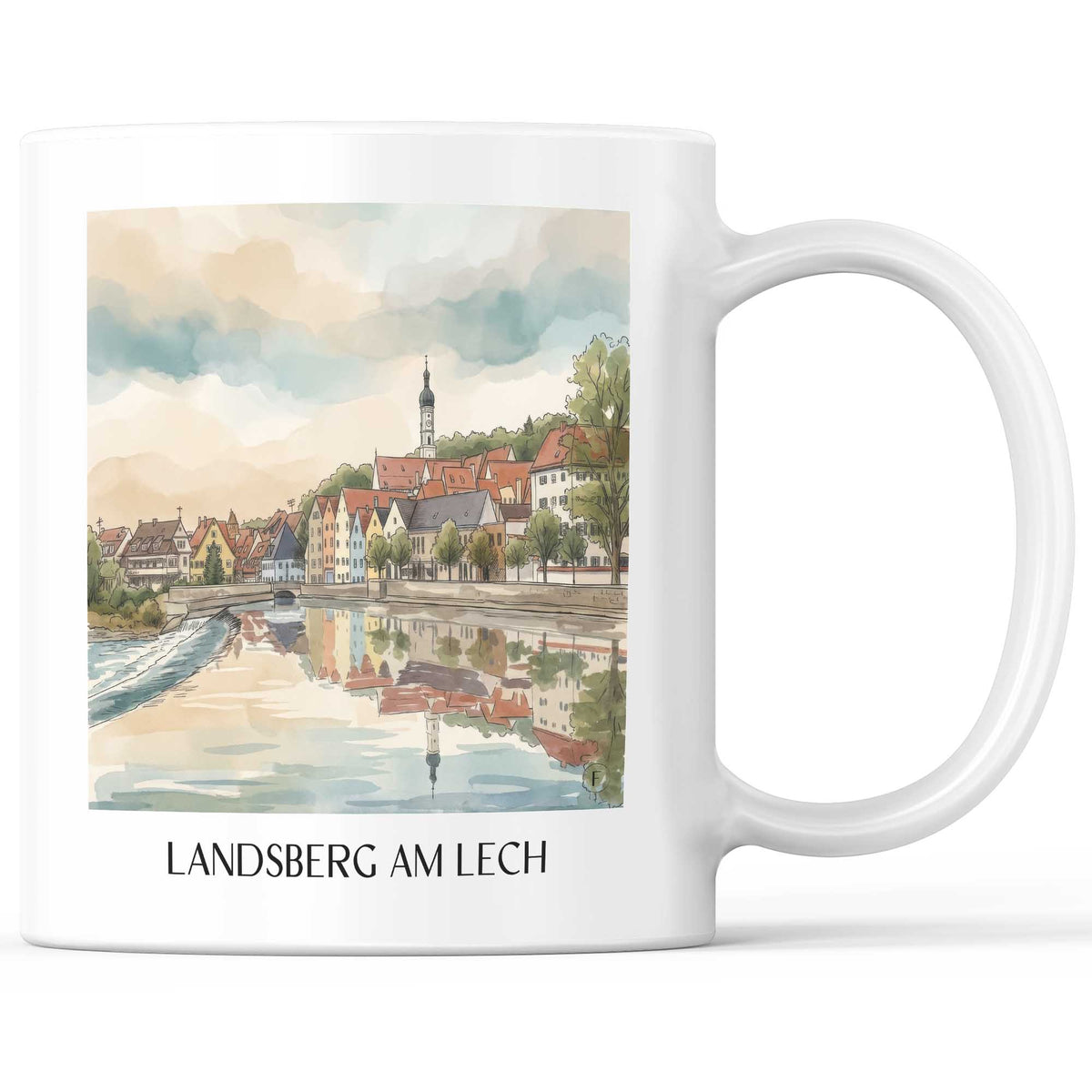 Landsberg am Lech Kaffeebecher - Oberbayern - Deutschland Becher - Kaffeetasse im Aquarell Stil - favplace