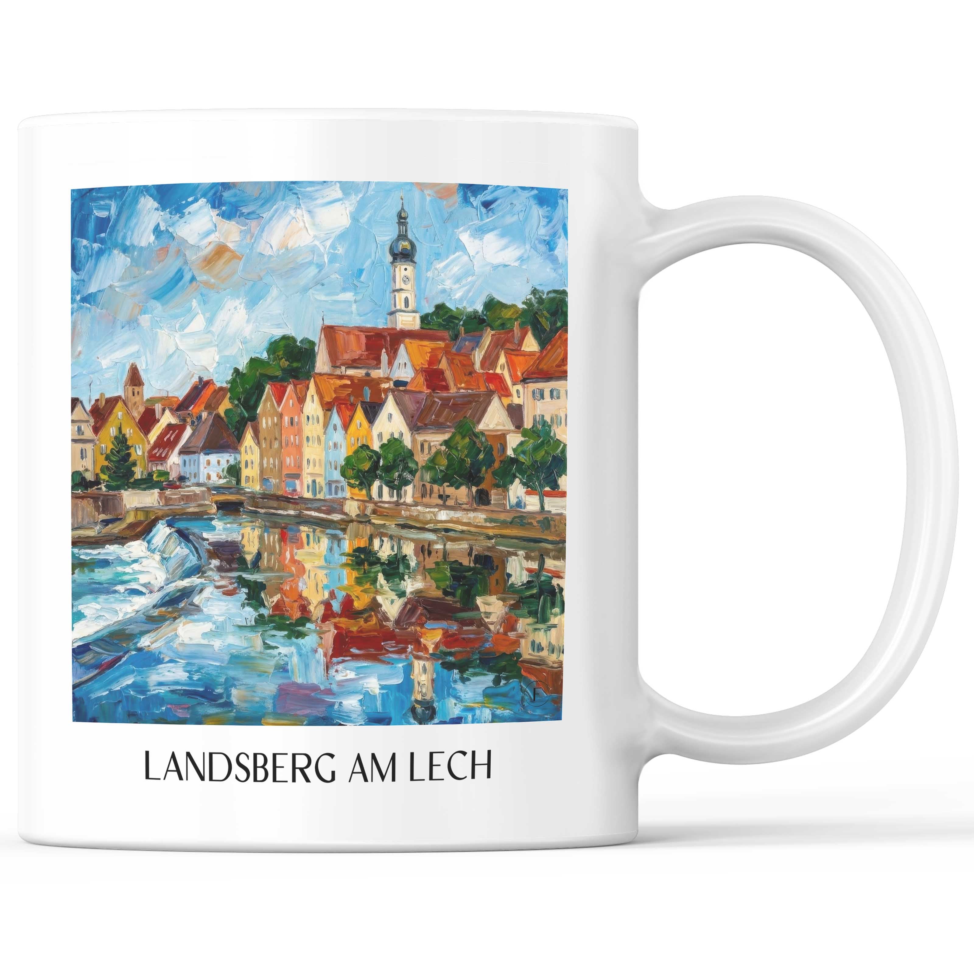 Landsberg am Lech Kaffeebecher - Oberbayern - Deutschland Becher - Kaffeetasse im Ölgemälde Stil - favplace