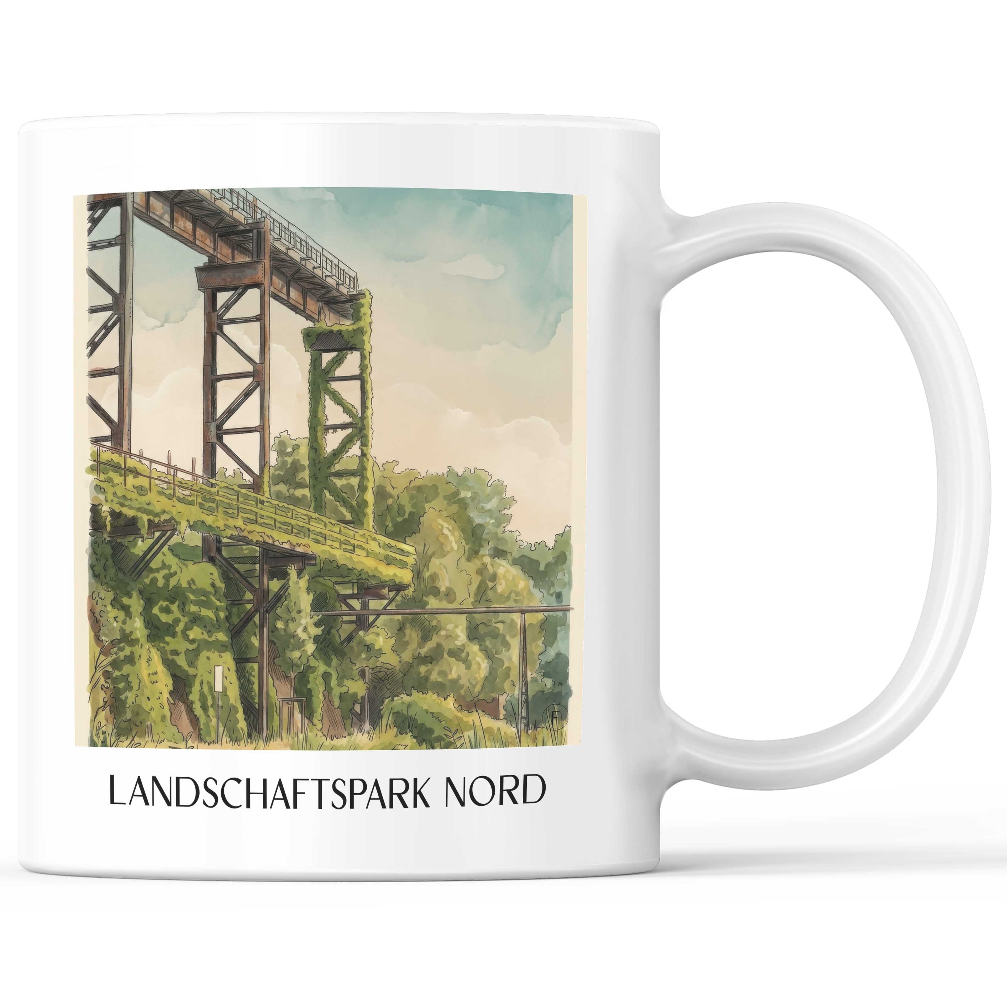 Landschaftspark Nord Kaffeebecher - Duisburg - Deutschland Becher - Kaffeetasse im Aquarell Stil - favplace