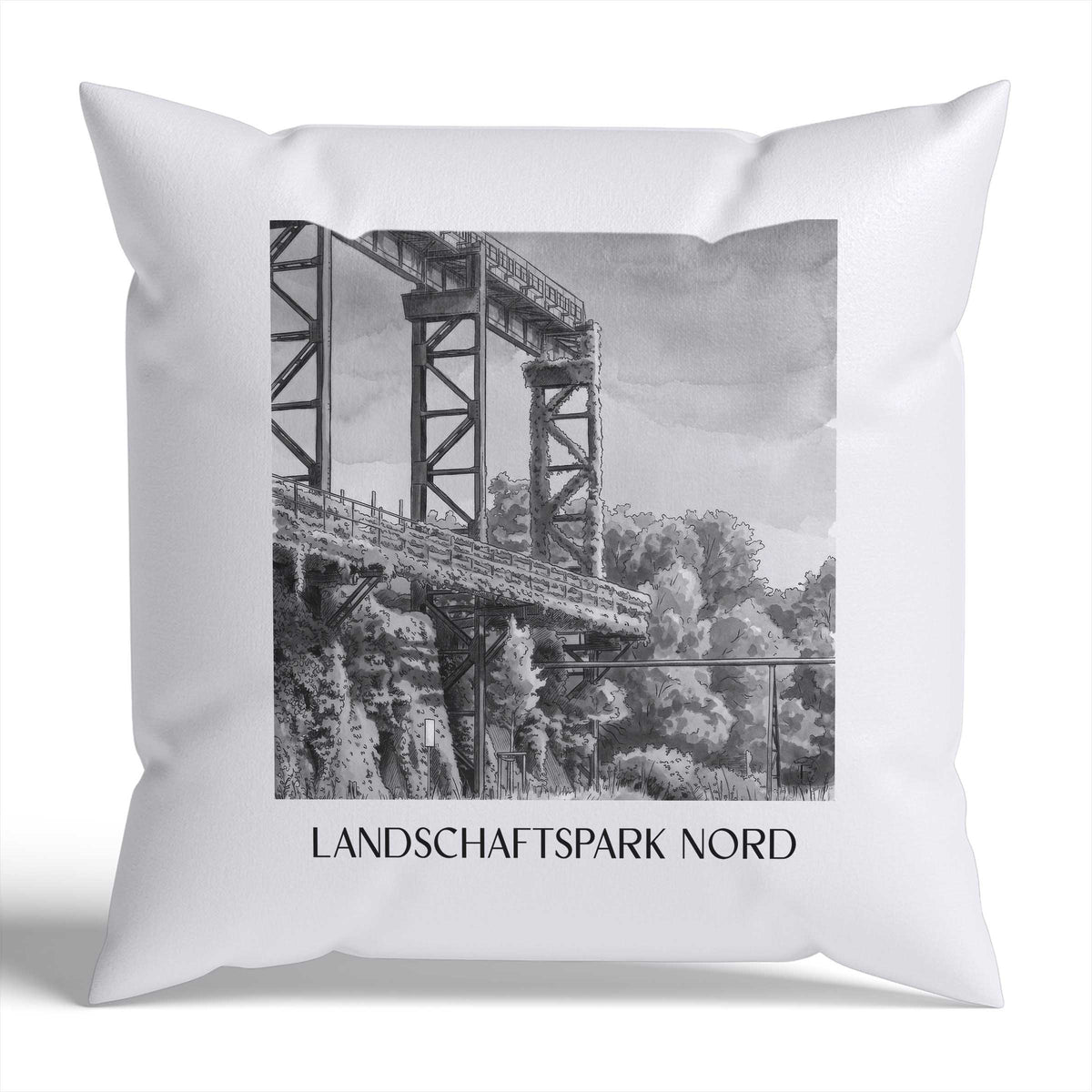 landschaftspark-nord-duisburg-deutschland-kissenbezug-aquarell-schwarz-weiss