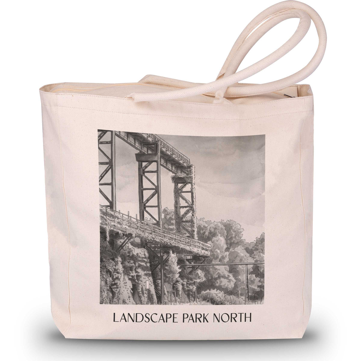 Landschaftspark Nord Shopping Tasche - Duisburg - Deutschland Tote Bag - Einkaufstasche im Aquarell Schwarz-Weiß Stil - favplace
