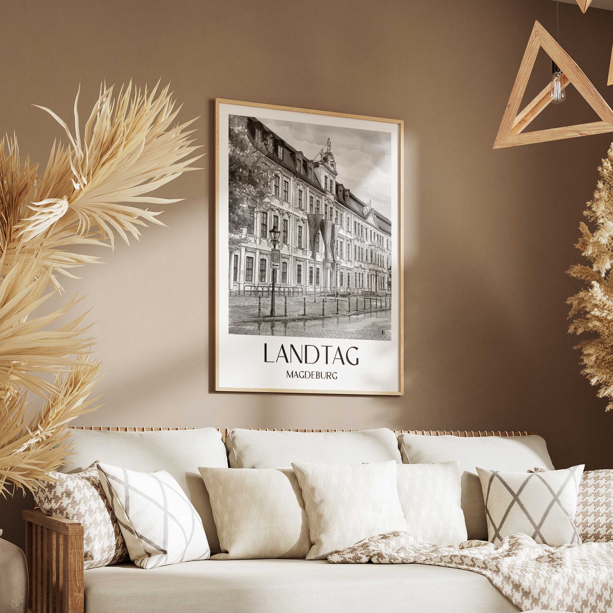 landtag-magdeburg-deutschland-poster-aquarell-schwarz-weiss