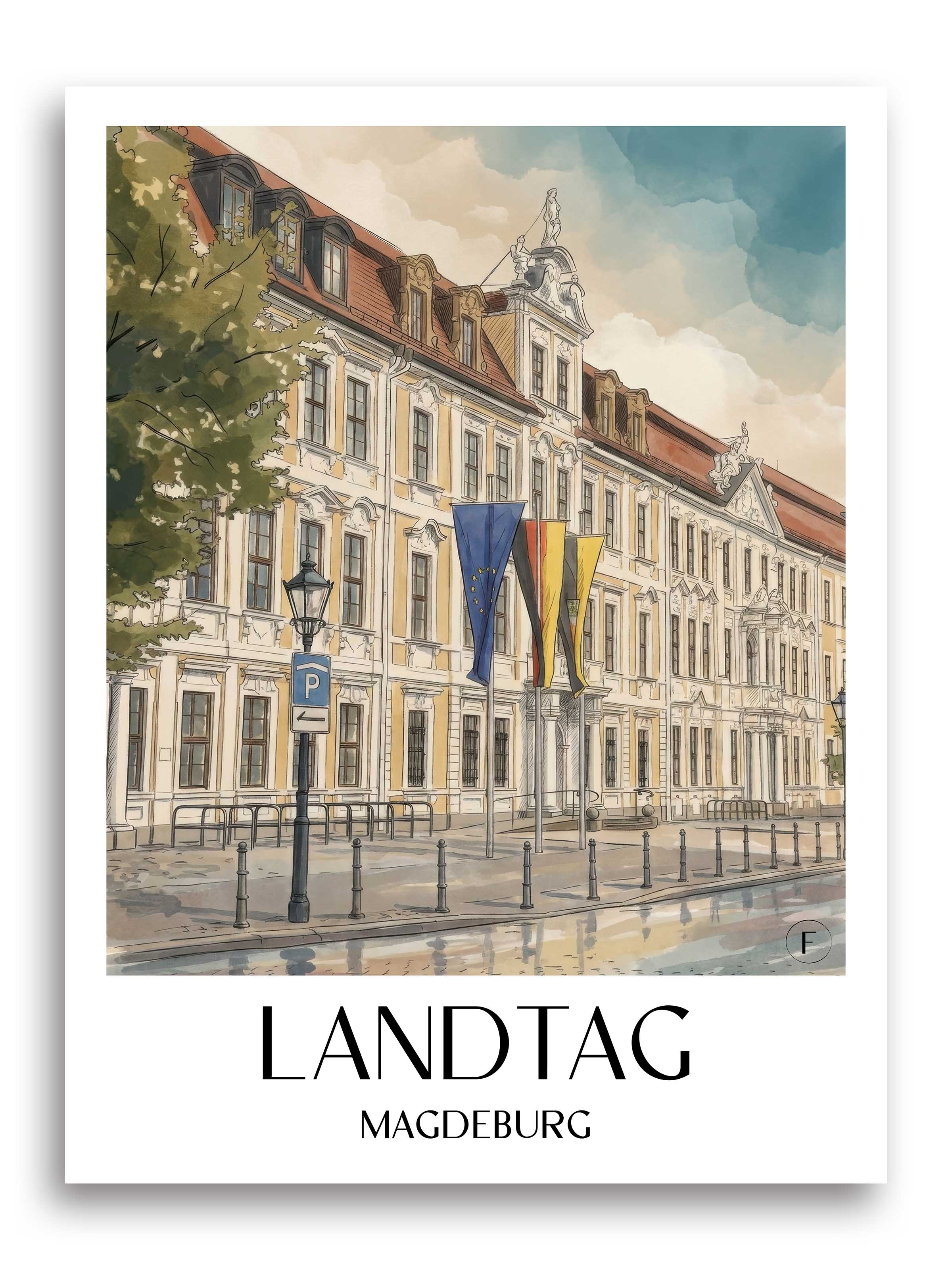 landtag-magdeburg-deutschland-poster-aquarell