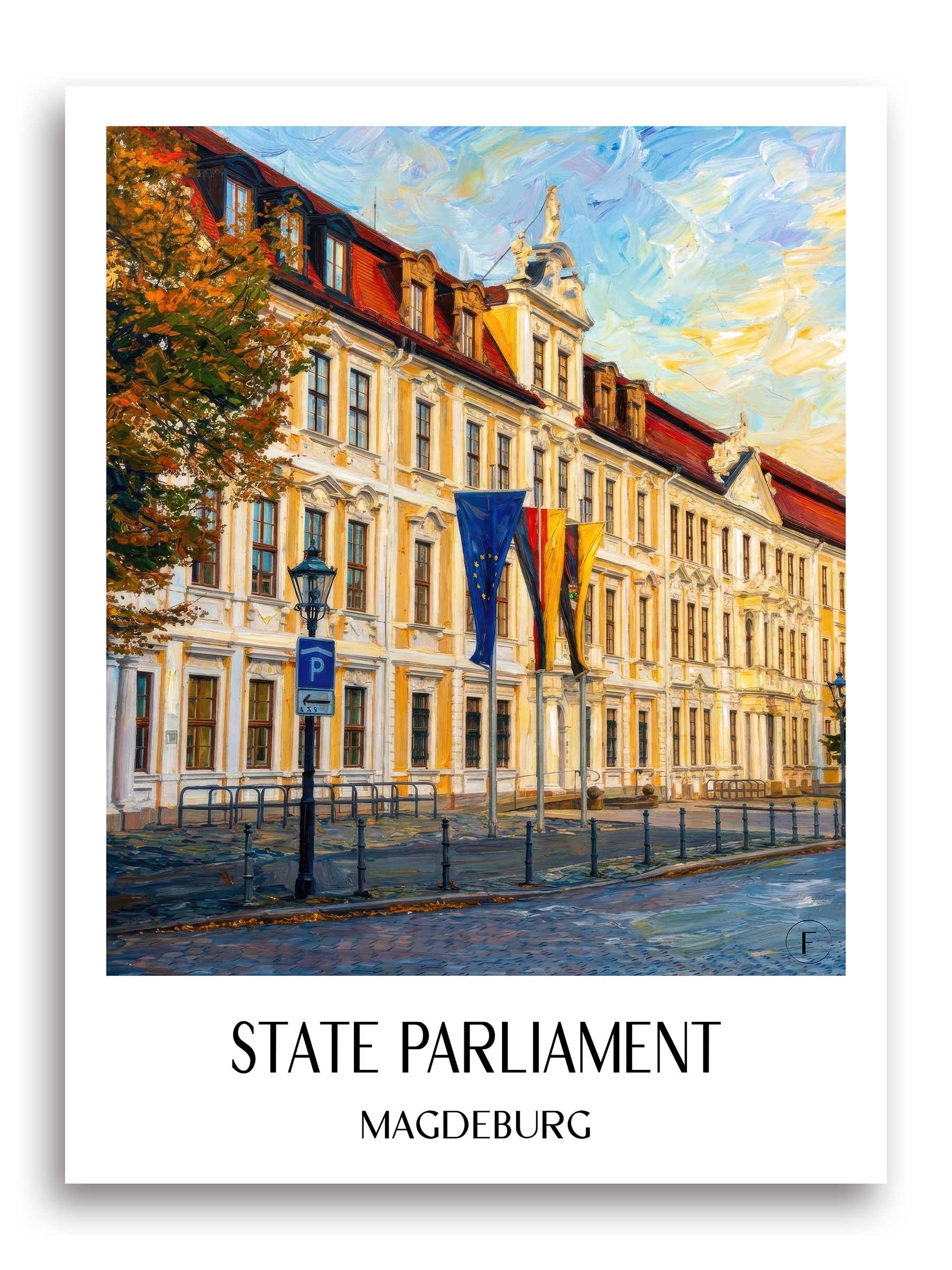 Landtag Poster - Magdeburg - Deutschland Kunstdruck - Ölgemälde von A4 bis A1 - favplace