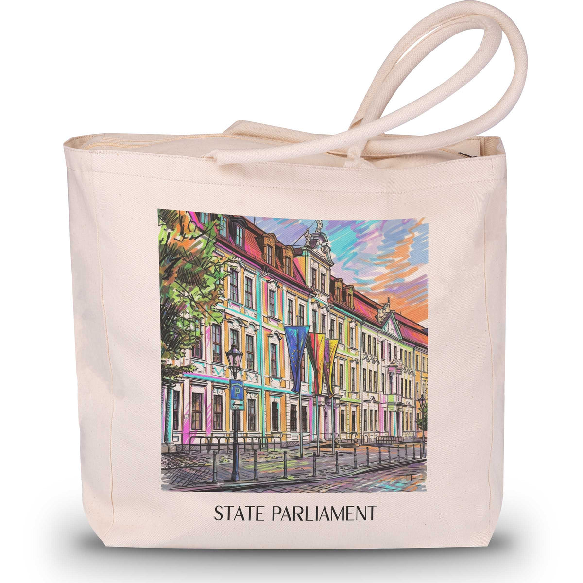 Landtag Shopping Tasche - Magdeburg - Deutschland Tote Bag - Einkaufstasche im Tag Graffiti Stil - favplace