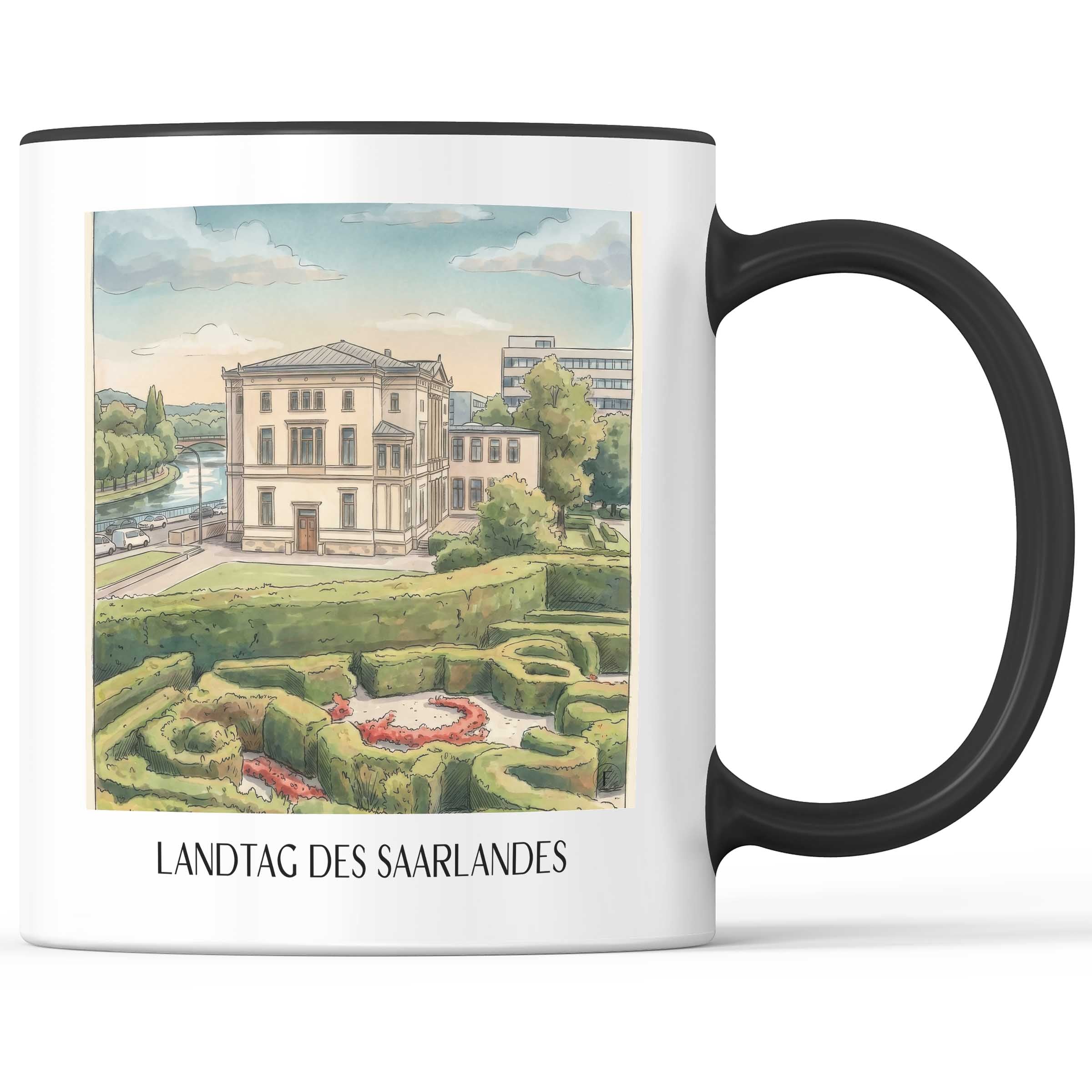 landtag-des-saarlandes-saarbrücken-deutschland-kaffeebecher-aquarell