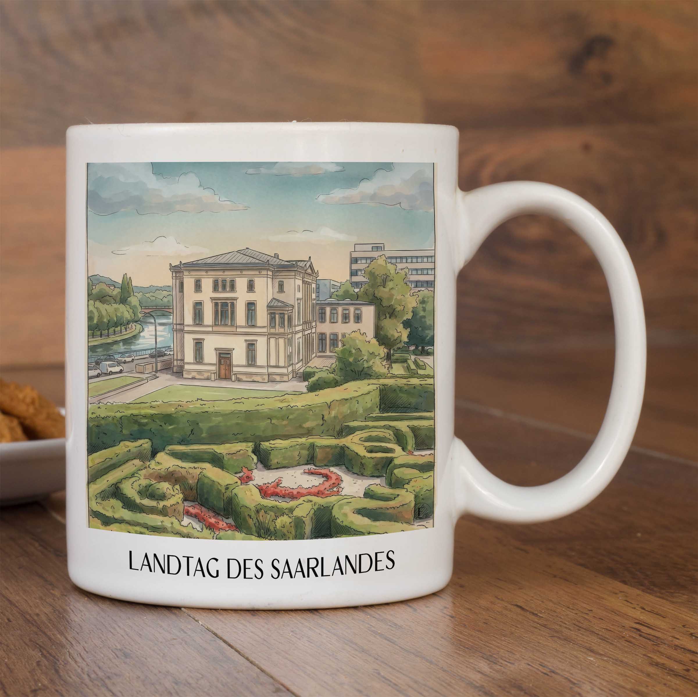 landtag-des-saarlandes-saarbrücken-deutschland-kaffeebecher-aquarell