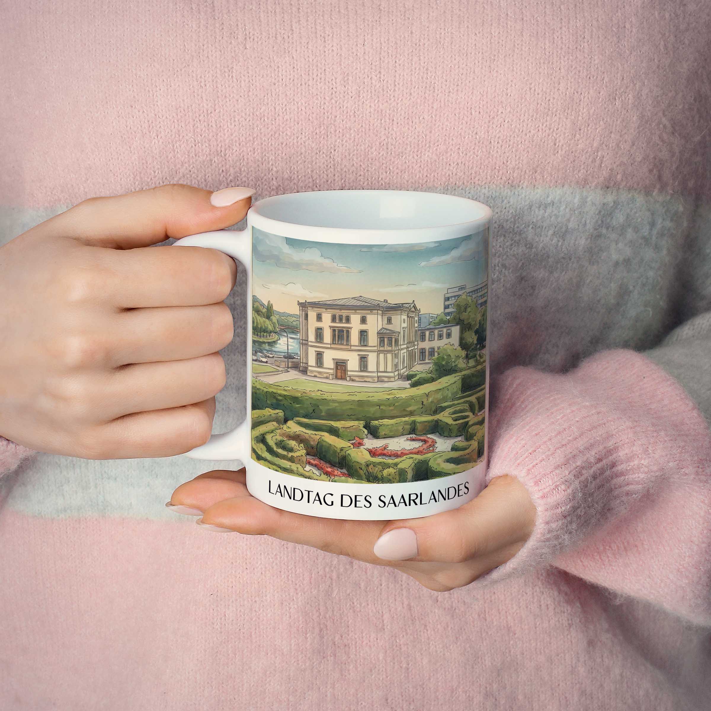 landtag-des-saarlandes-saarbrücken-deutschland-kaffeebecher-aquarell