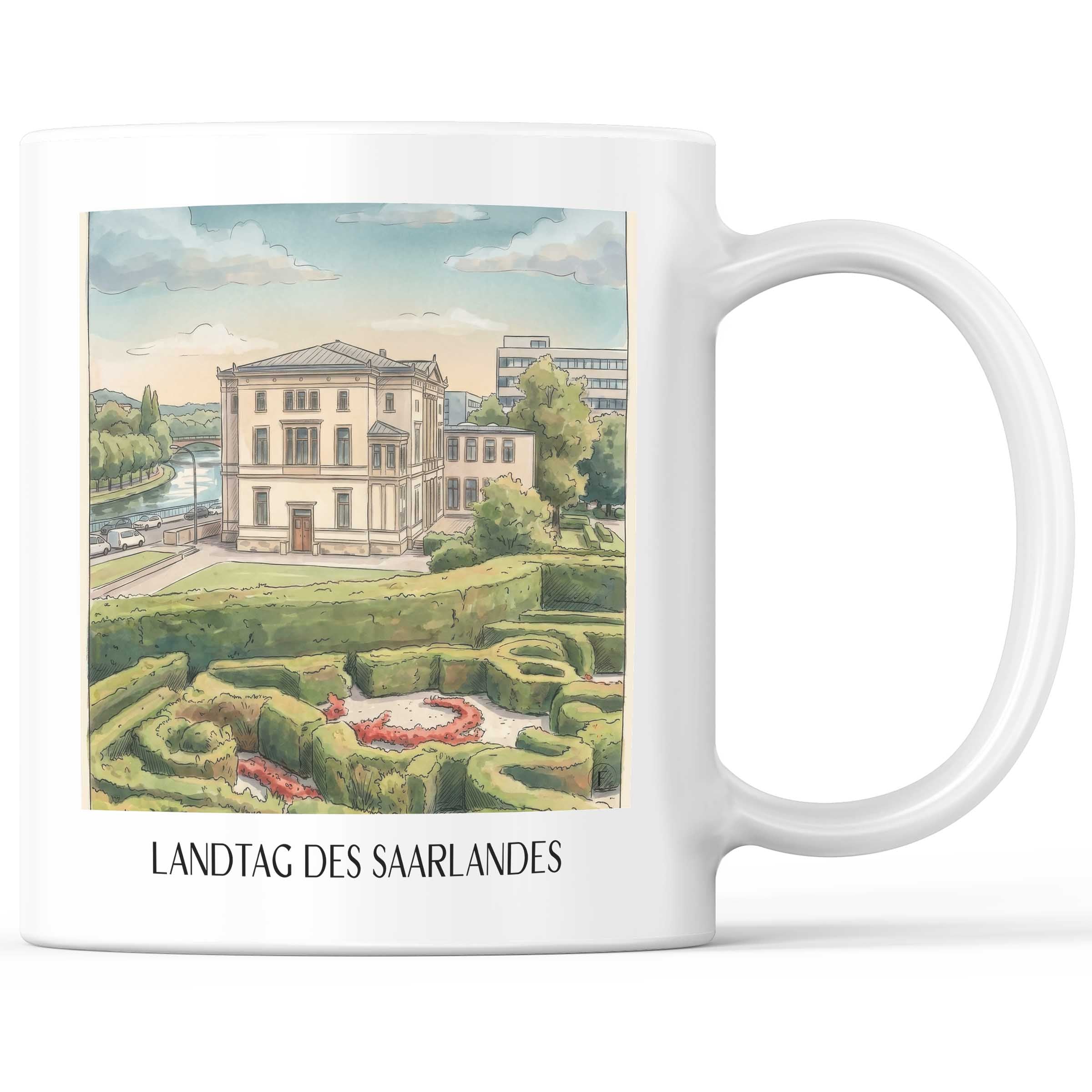landtag-des-saarlandes-saarbrücken-deutschland-kaffeebecher-aquarell