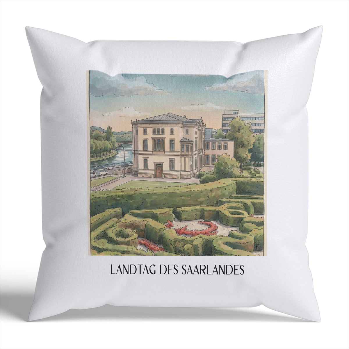 landtag-des-saarlandes-saarbrücken-deutschland-kissenbezug-aquarell