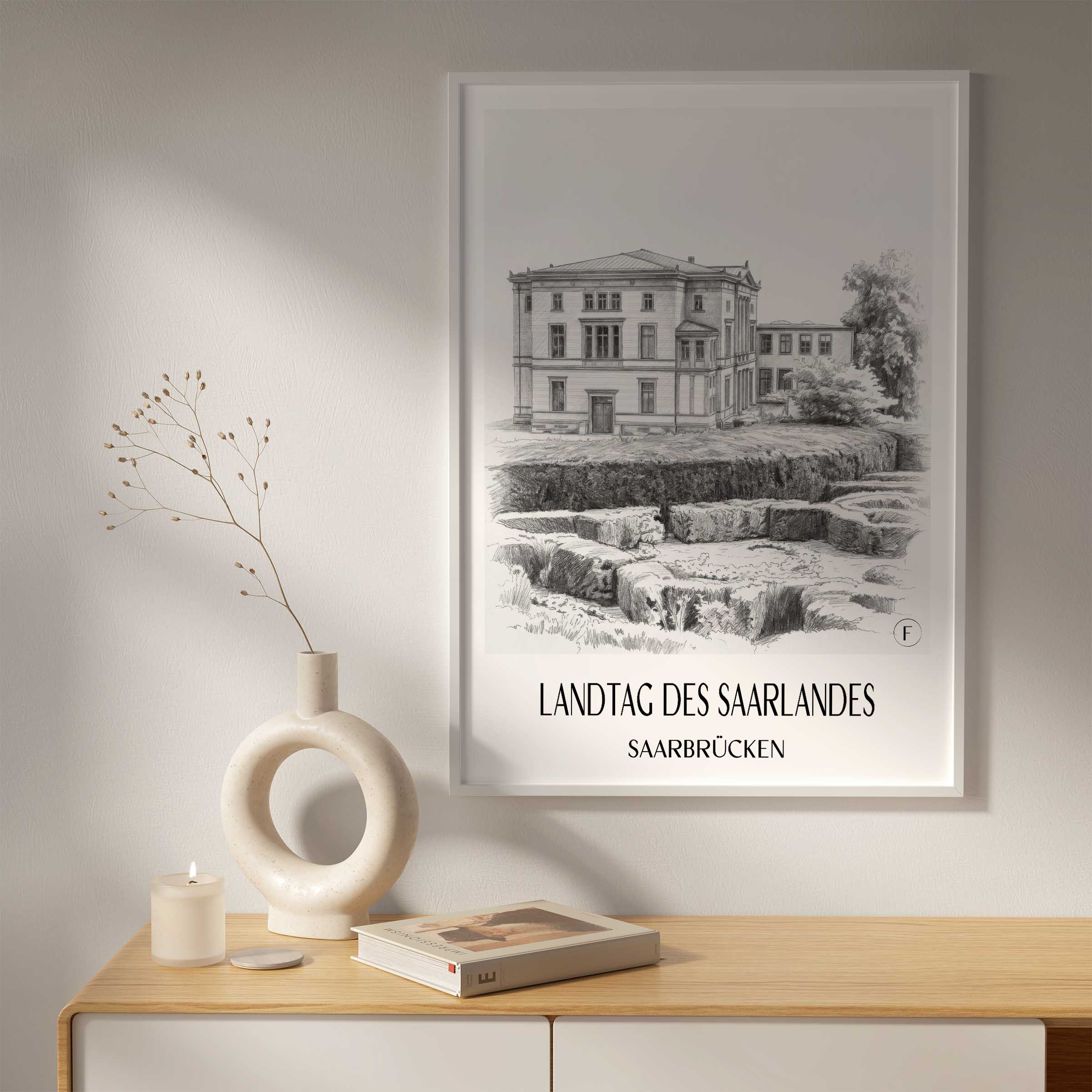 landtag-des-saarlandes-saarbrücken-deutschland-poster-bleistift-zeichnung-drawing