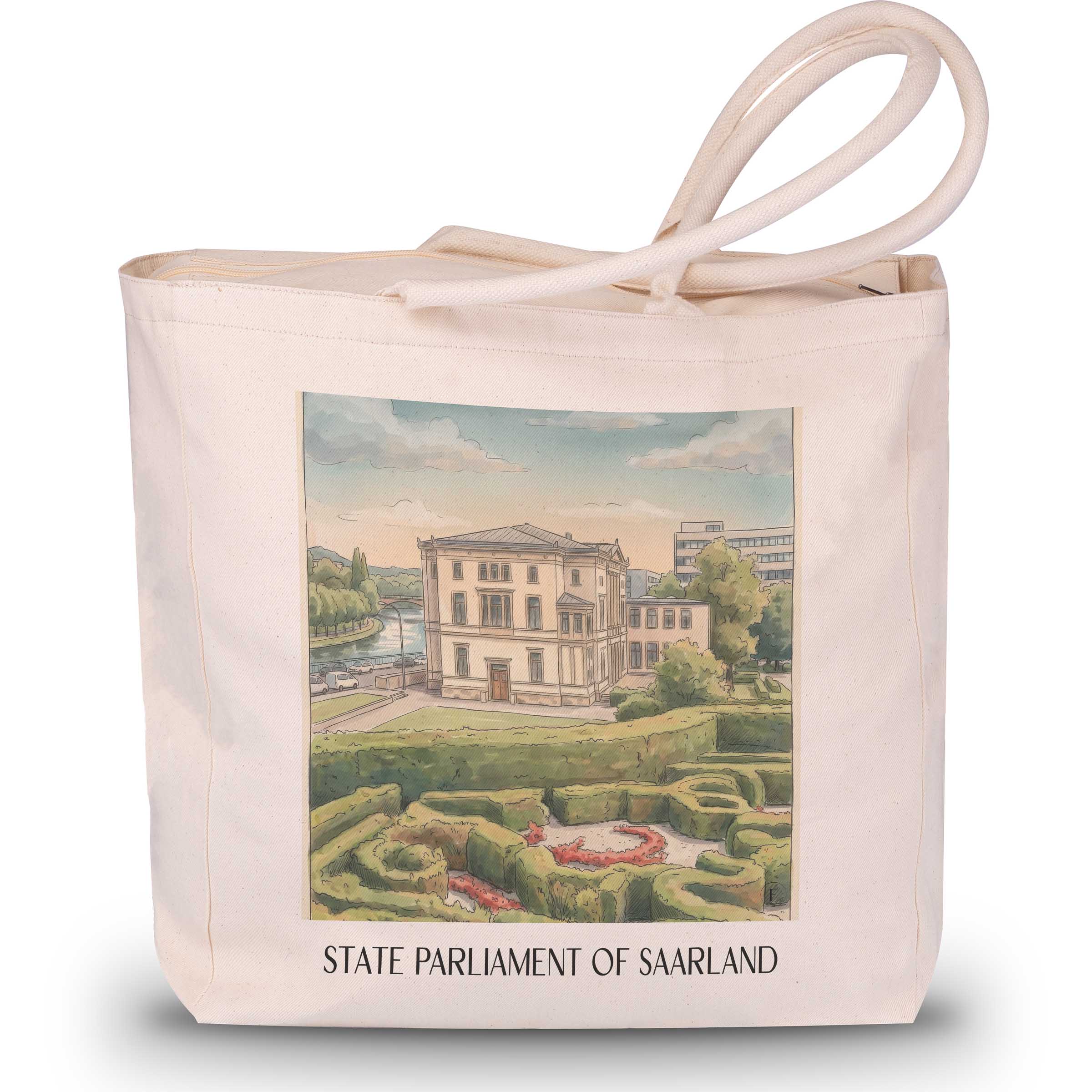 Landtag des Saarlandes Shopping Tasche - Saarbrücken - Deutschland Tote Bag - Einkaufstasche im Aquarell Stil - favplace