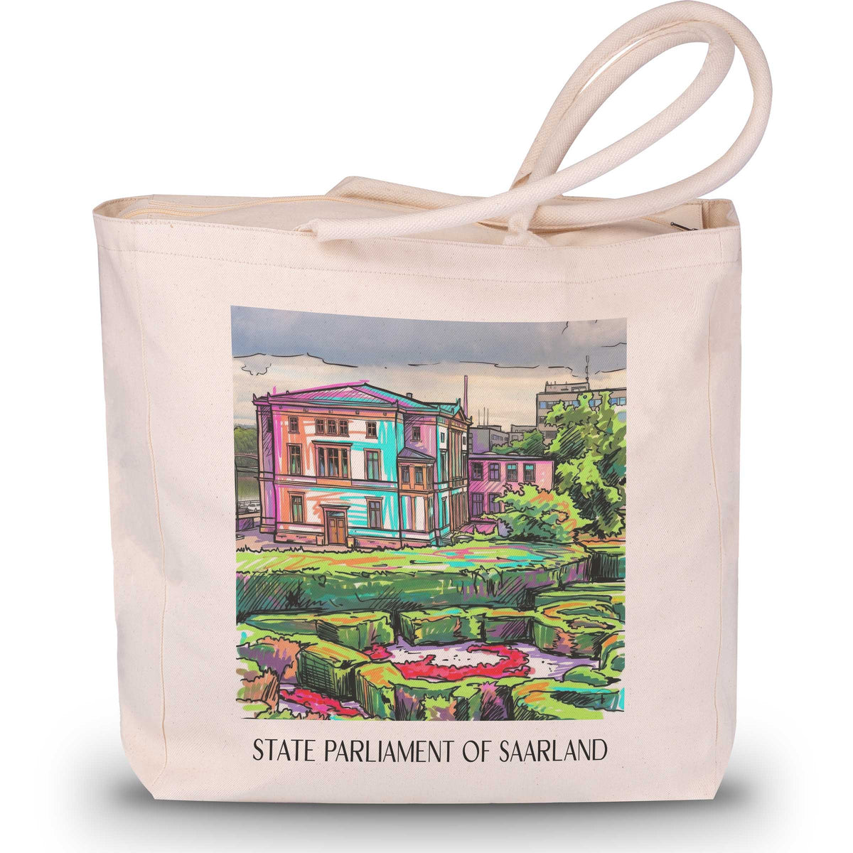Landtag des Saarlandes Shopping Tasche - Saarbrücken - Deutschland Tote Bag - Einkaufstasche im Tag Graffiti Stil - favplace