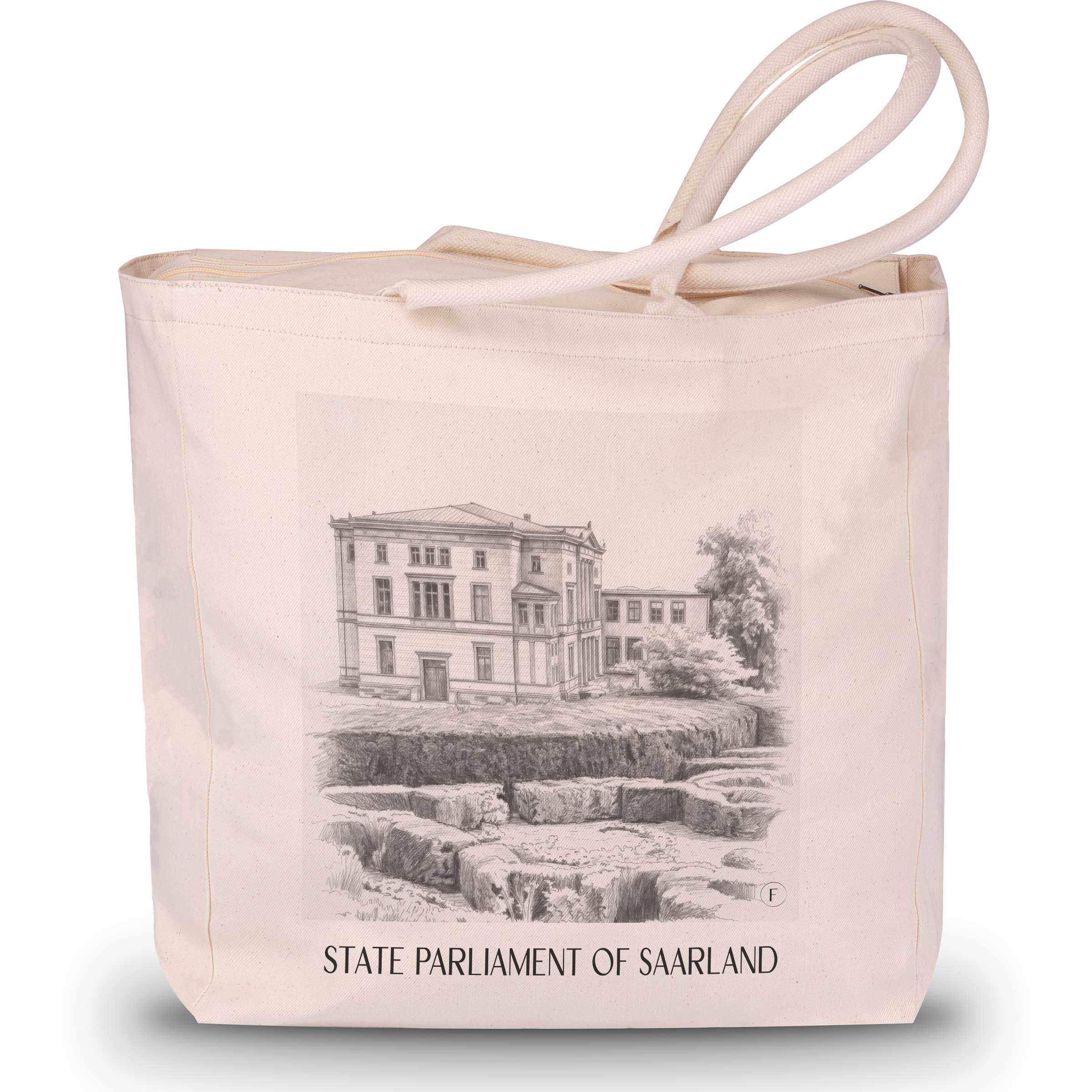 Landtag des Saarlandes Shopping Tasche - Saarbrücken - Deutschland Tote Bag - Einkaufstasche im Zeichnung Stil - favplace