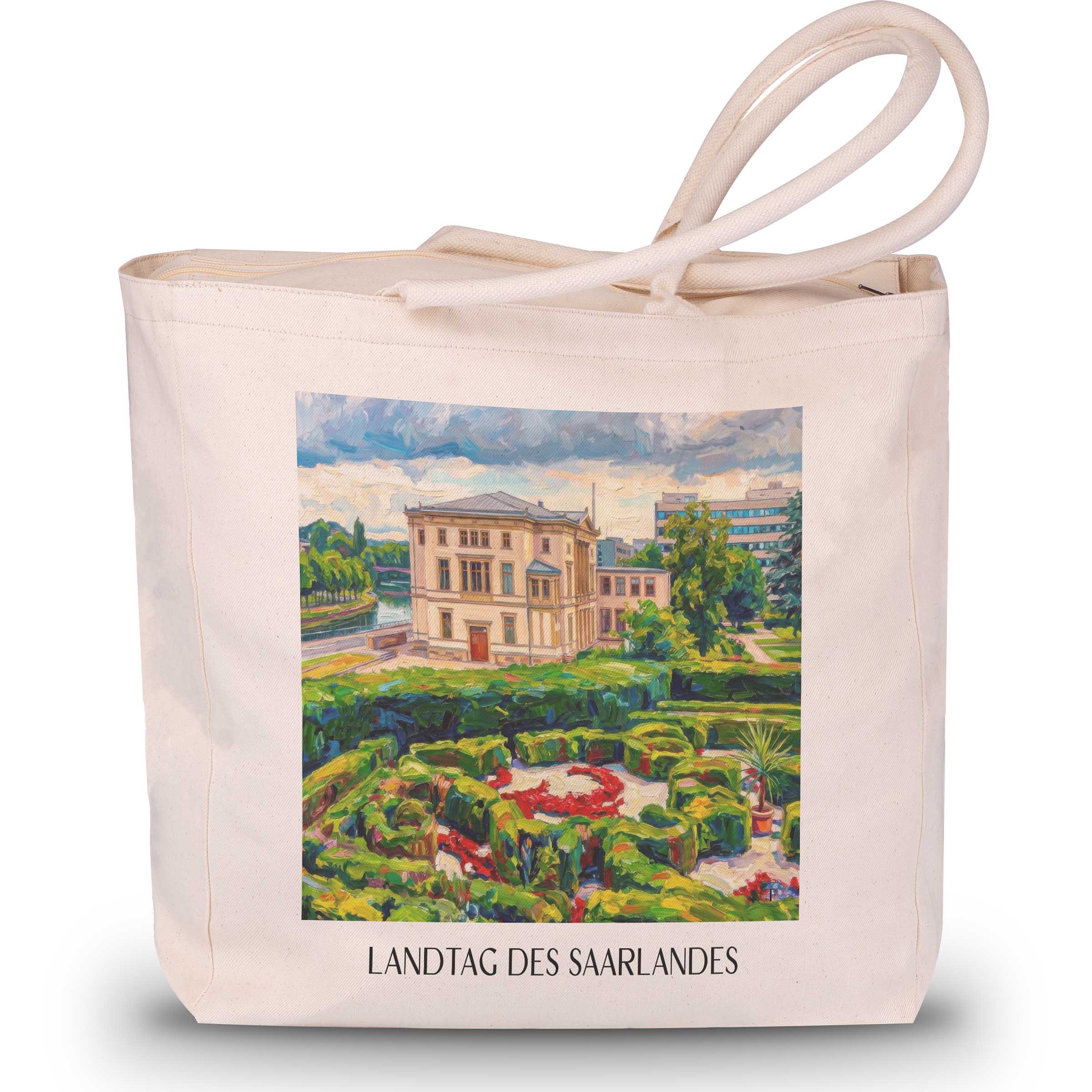 landtag-des-saarlandes-saarbrücken-deutschland-einkaufstasche-oil-painting-oelgemaelde