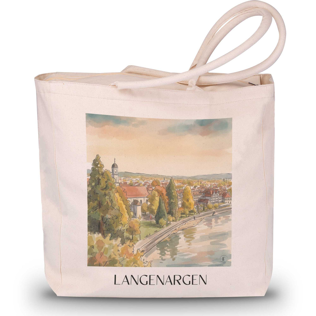 Langenargen Shopping Tasche - Oberschwaben - Deutschland Tote Bag - Einkaufstasche im Aquarell Stil - favplace