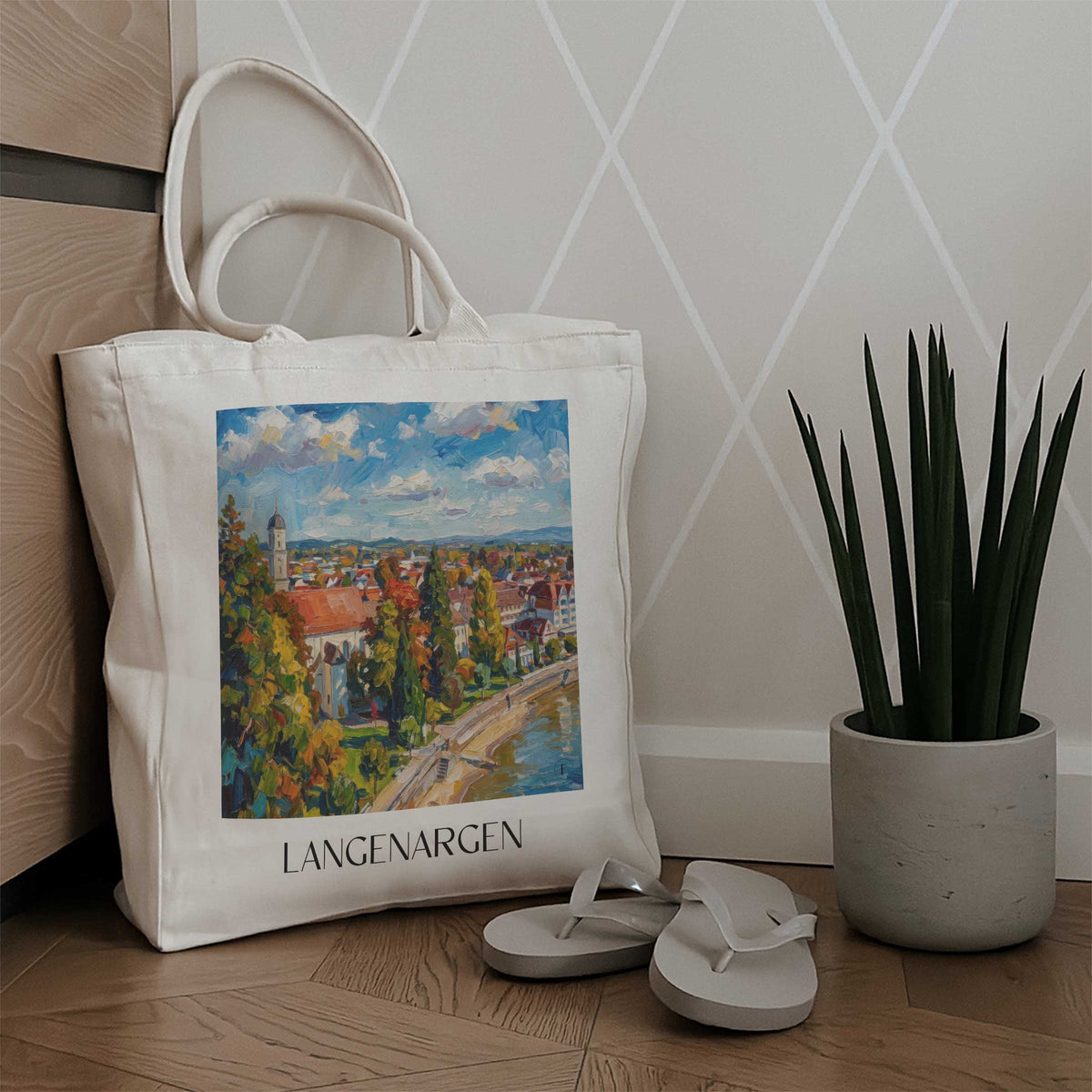 langenargen-oberschwaben-deutschland-einkaufstasche-oil-painting-oelgemaelde