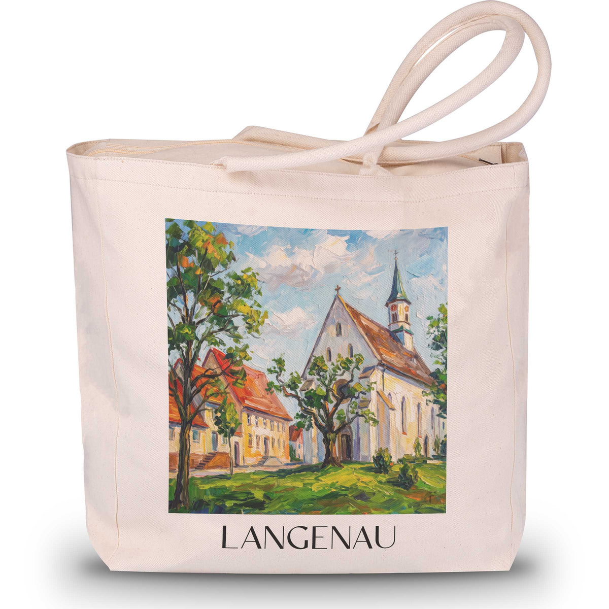 langenau-schwäbische-alb-deutschland-einkaufstasche-oil-painting-oelgemaelde
