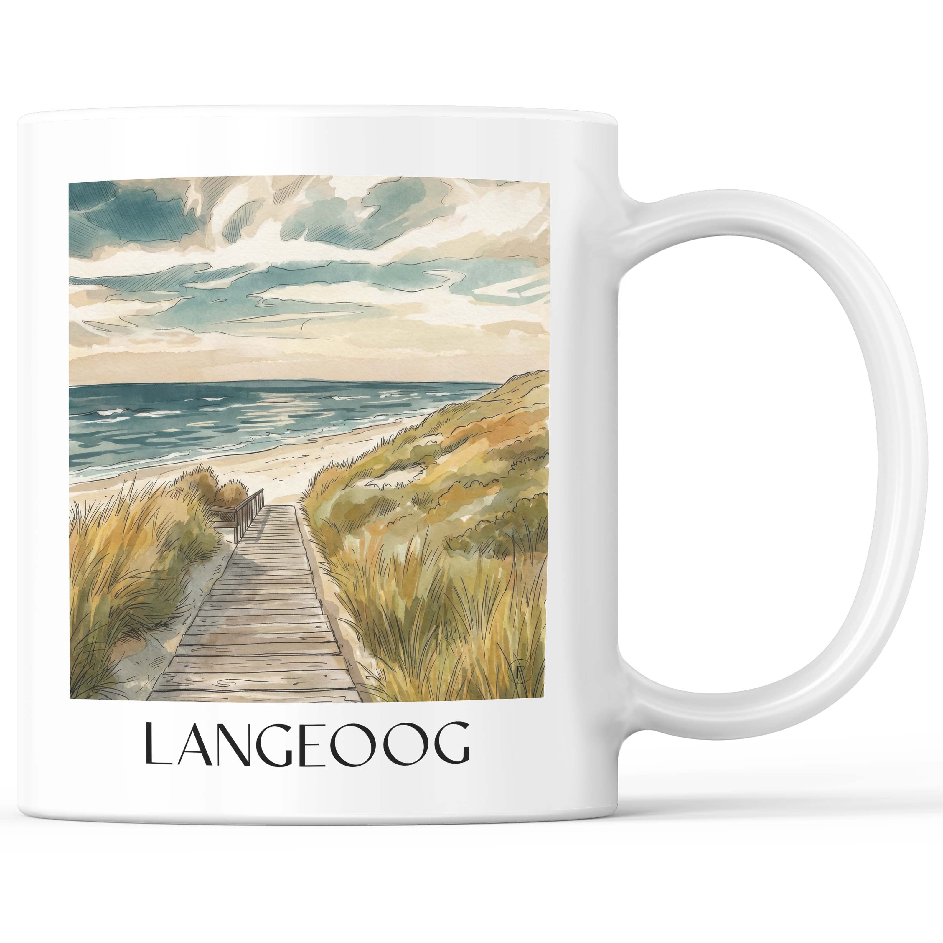 Langeoog - Deutschland Becher - Kaffeetasse im Aquarell Stil - favplace
