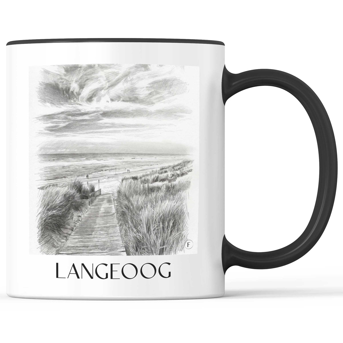 Langeoog - Deutschland Becher - Kaffeetasse im Zeichnung Stil - favplace
