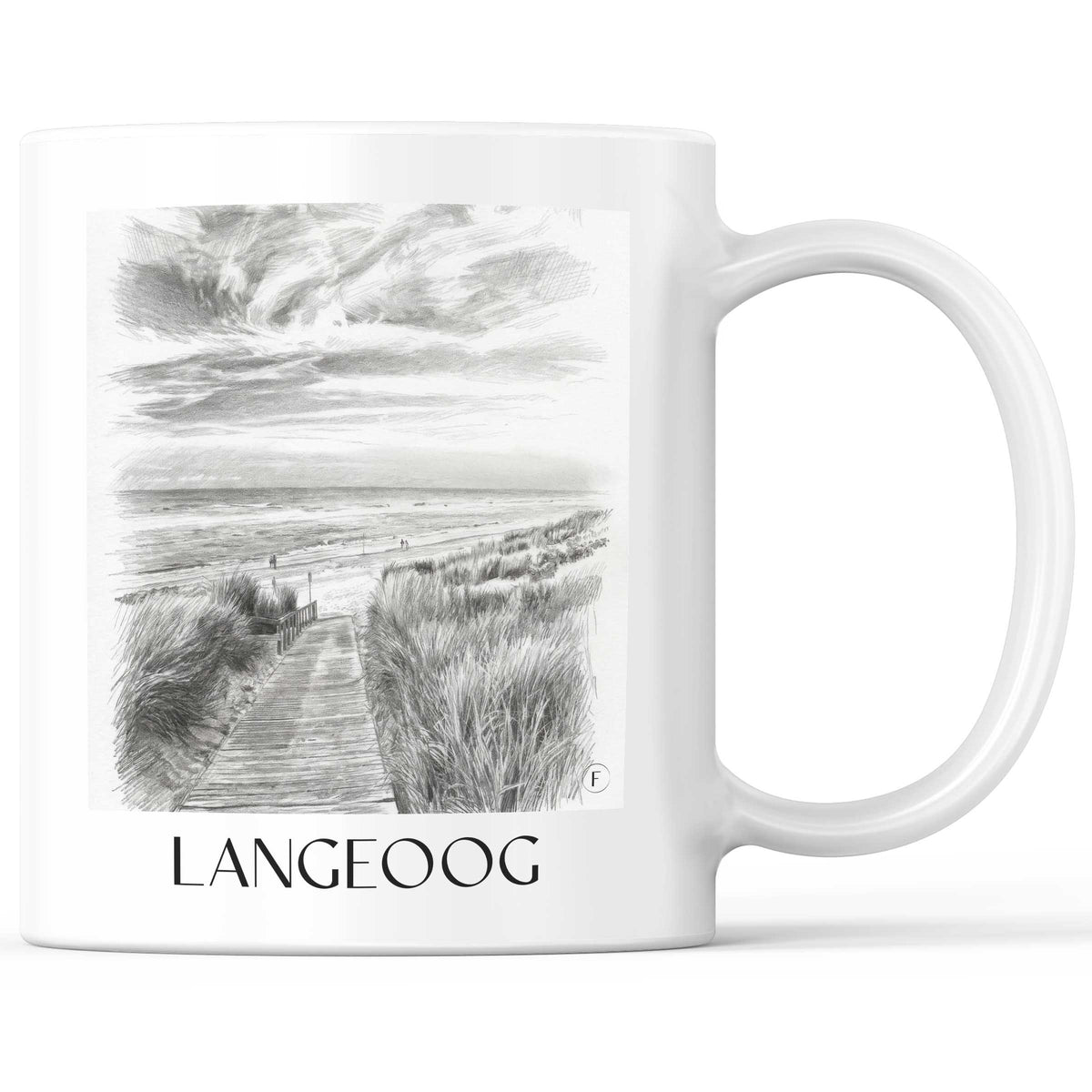 Langeoog - Deutschland Becher - Kaffeetasse im Zeichnung Stil - favplace