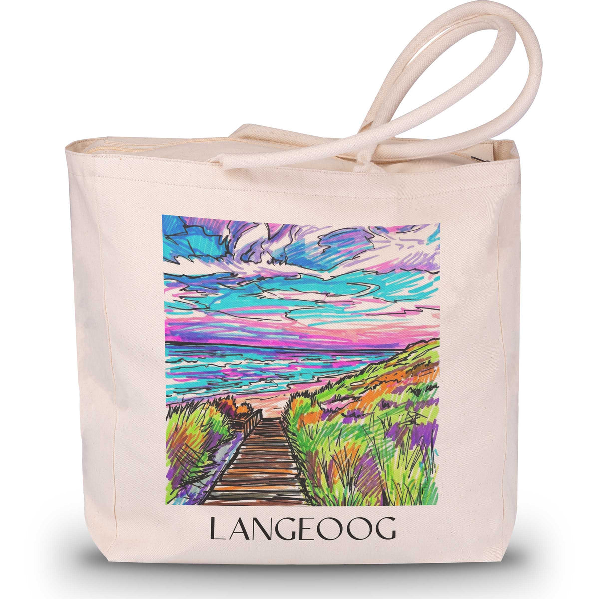 Langeoog - Deutschland Tote Bag - Einkaufstasche im Tag Graffiti Stil - favplace