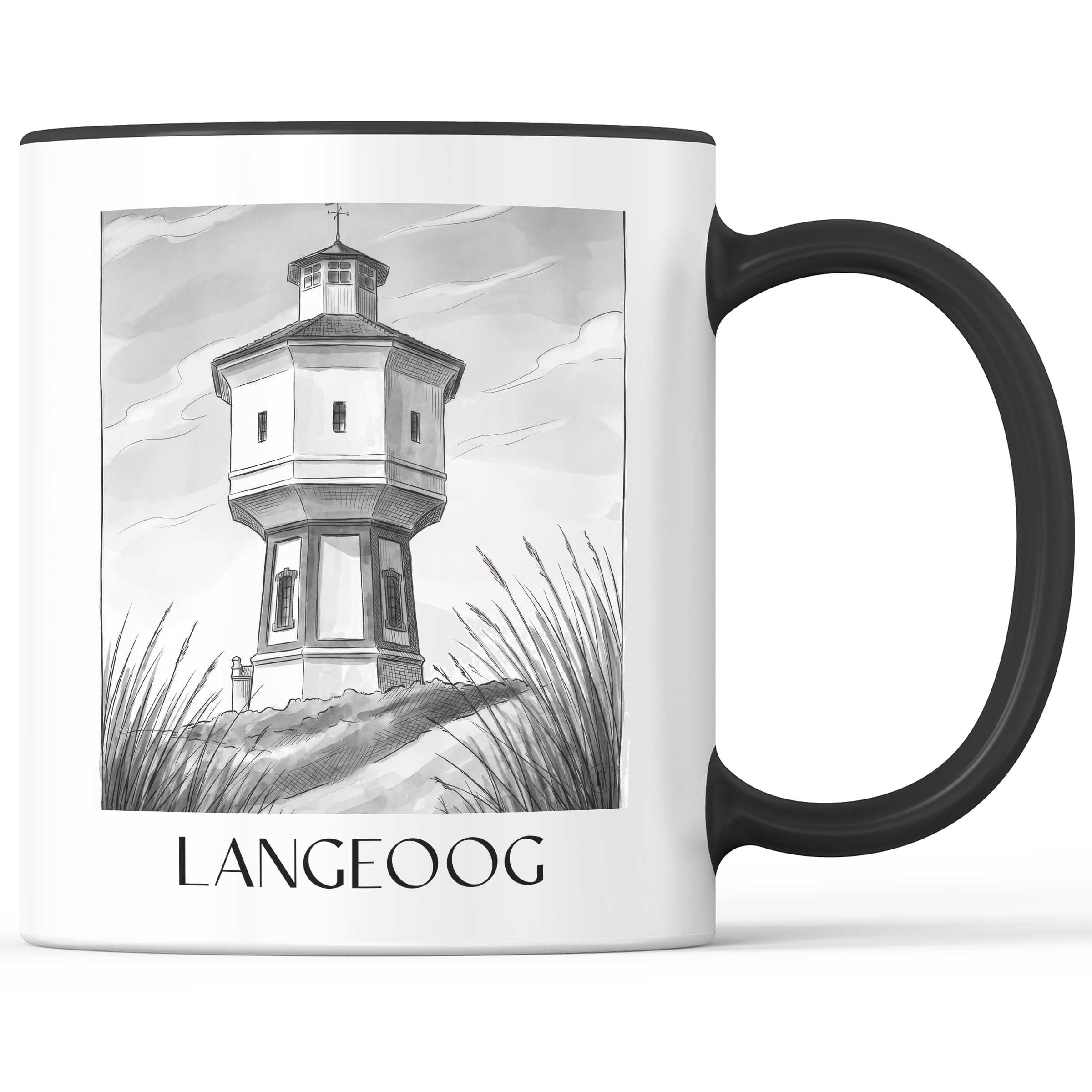 langeoog-ostfriesland-deutschland-kaffeebecher-aquarell-schwarz-weiss