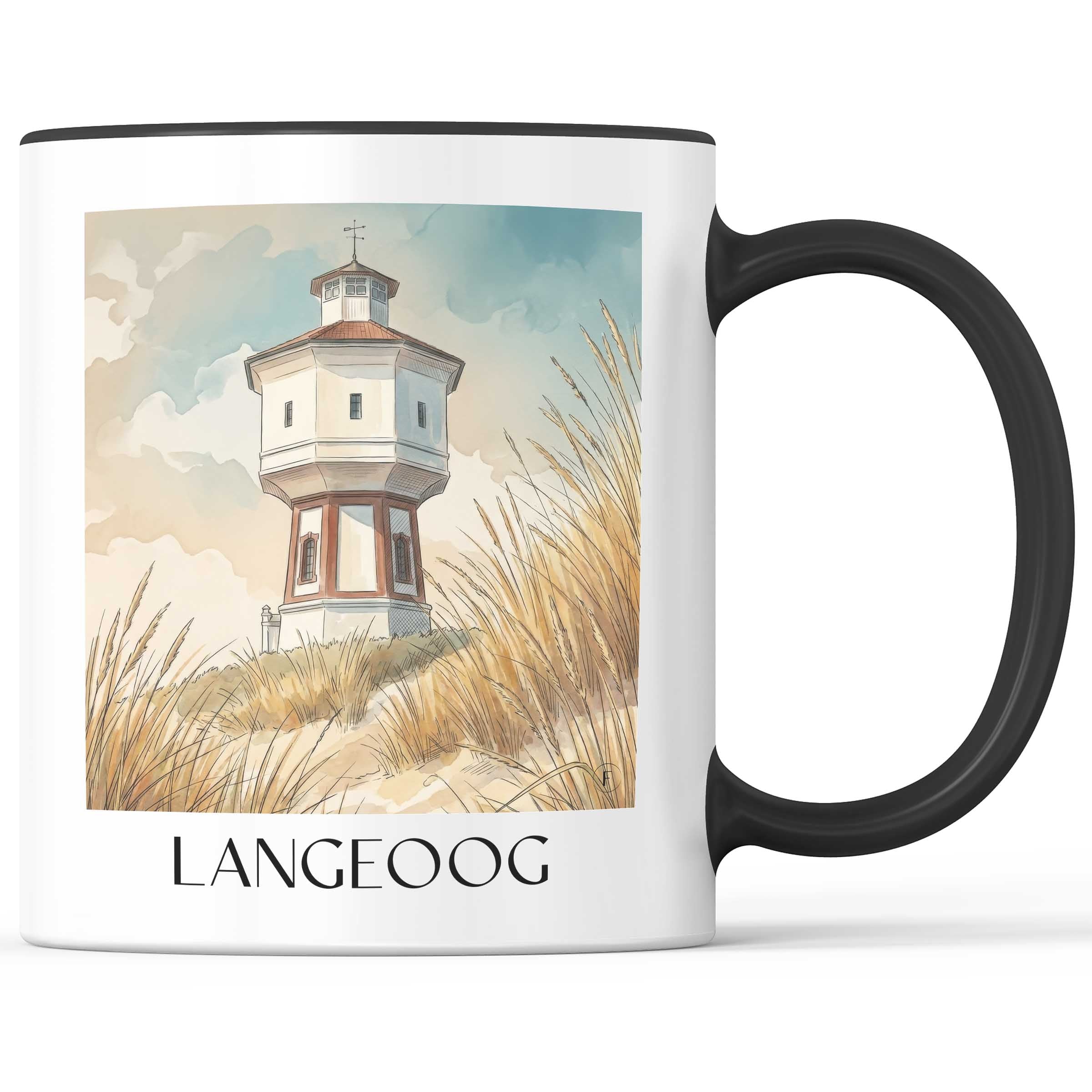 Langeoog Kaffeebecher - Ostfriesland - Deutschland Becher - Kaffeetasse im Aquarell Stil - favplace