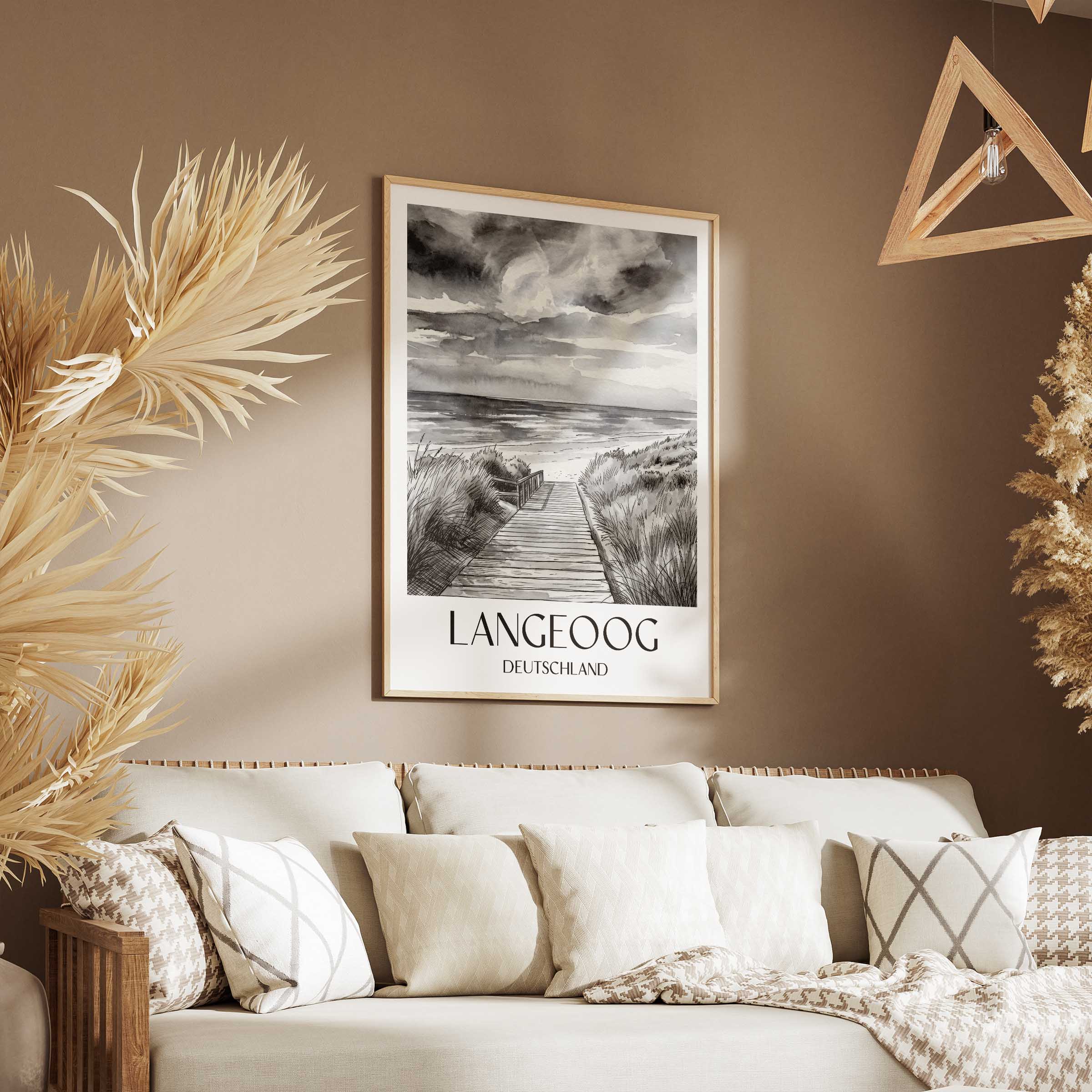 langeoog-deutschland-poster-aquarell-schwarz-weiss