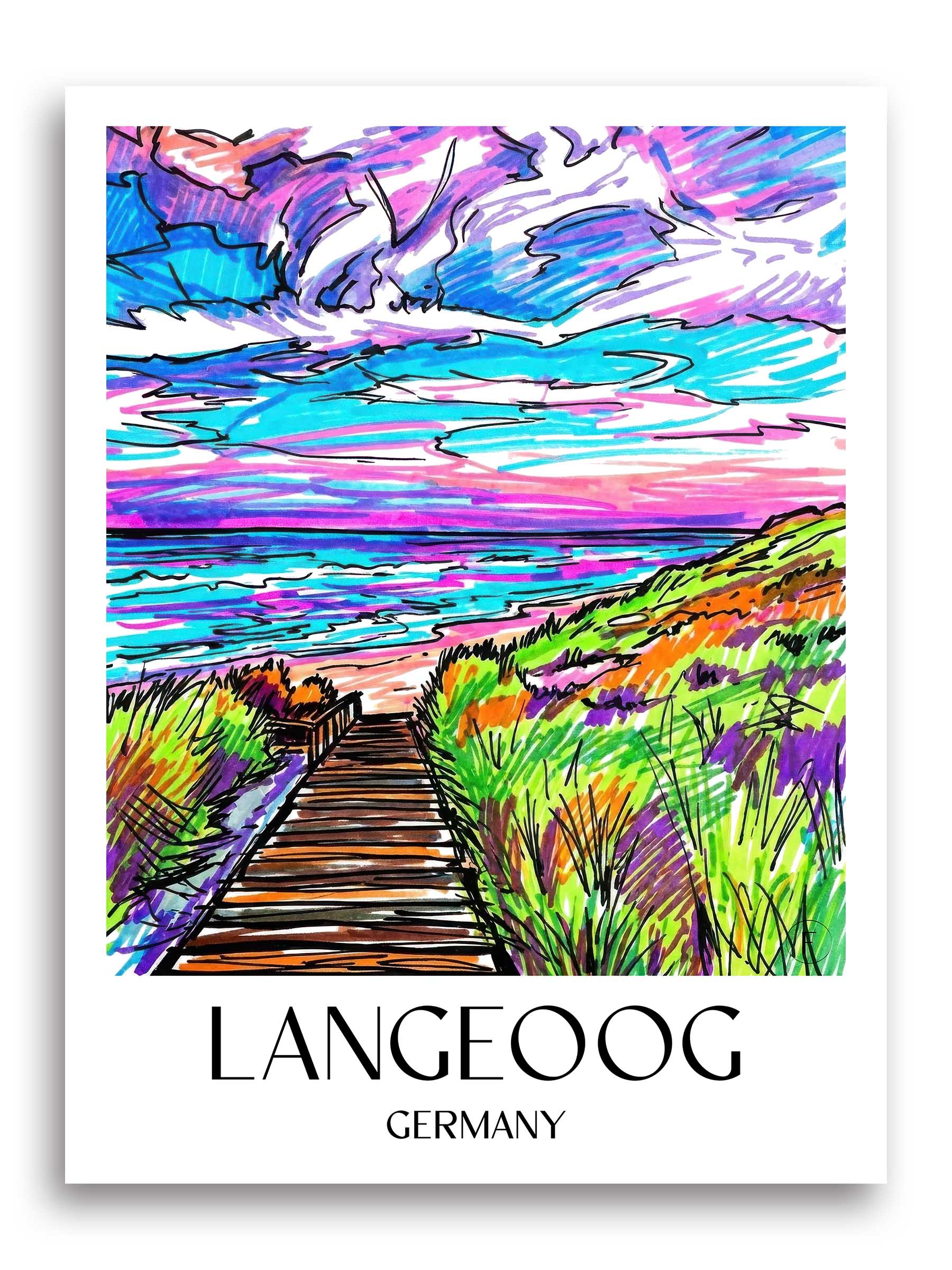 Langeoog Poster - - Deutschland Kunstdruck - Tag Graffiti von A4 bis A1 - favplace