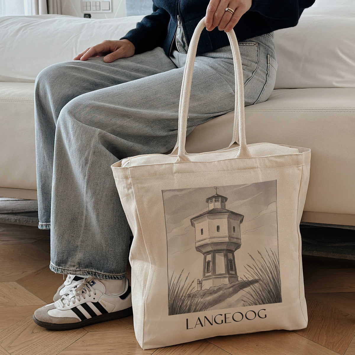 langeoog-ostfriesland-deutschland-einkaufstasche-aquarell-schwarz-weiss