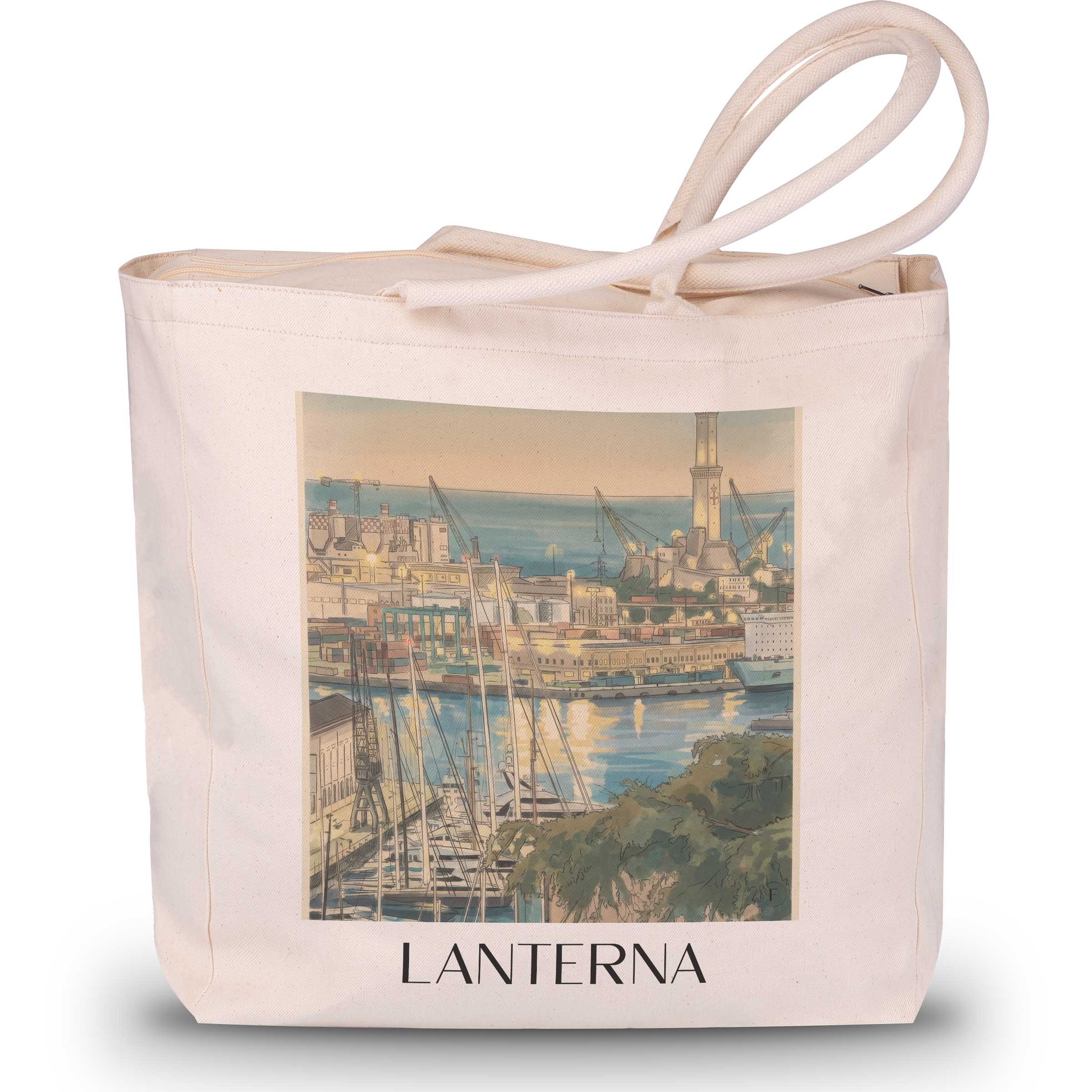 Lanterna Shopping Tasche - Genua - Italien Tote Bag - Einkaufstasche im Aquarell Stil - favplace
