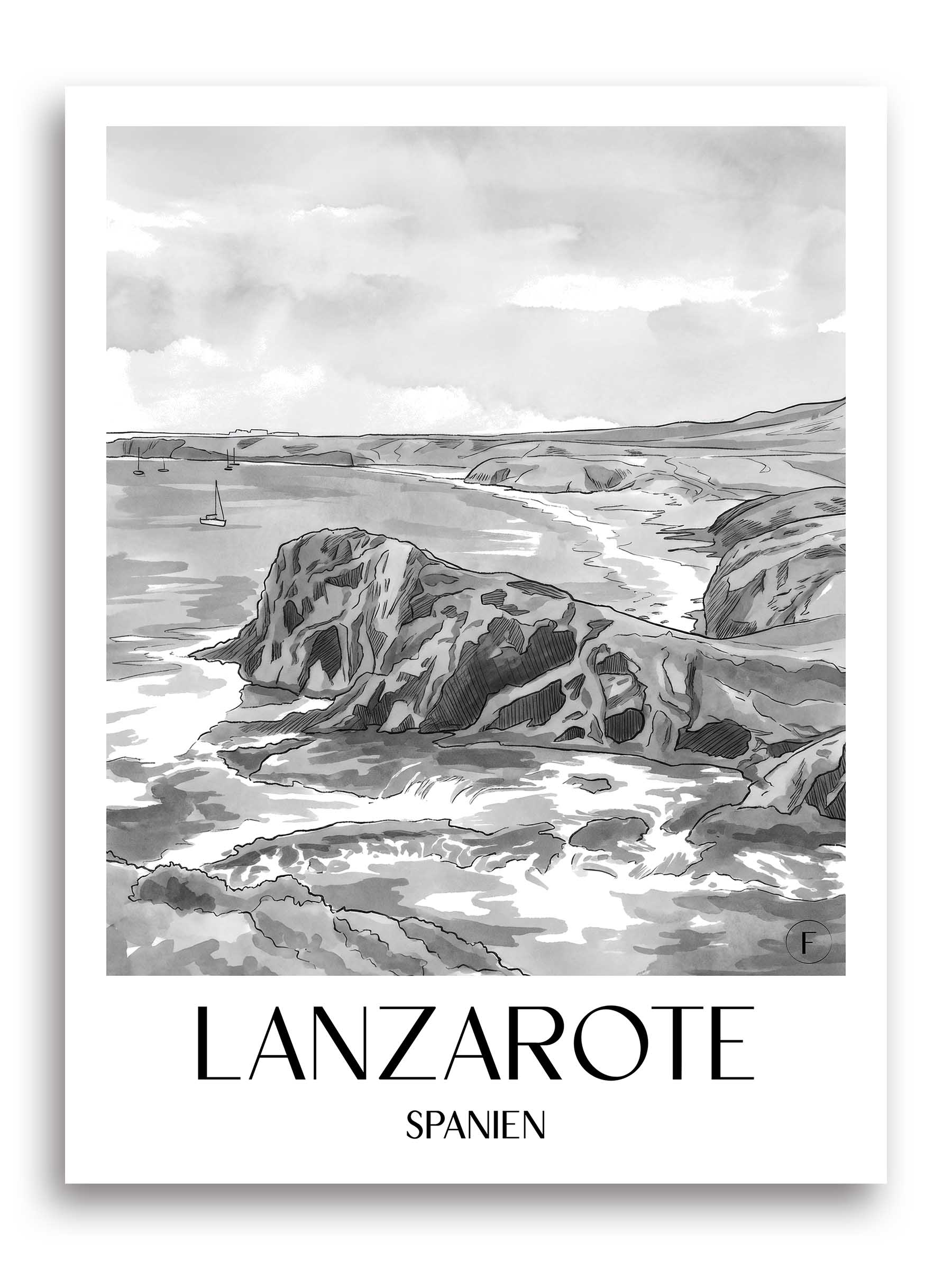 lanzarote-spanien-poster-aquarell-schwarz-weiss