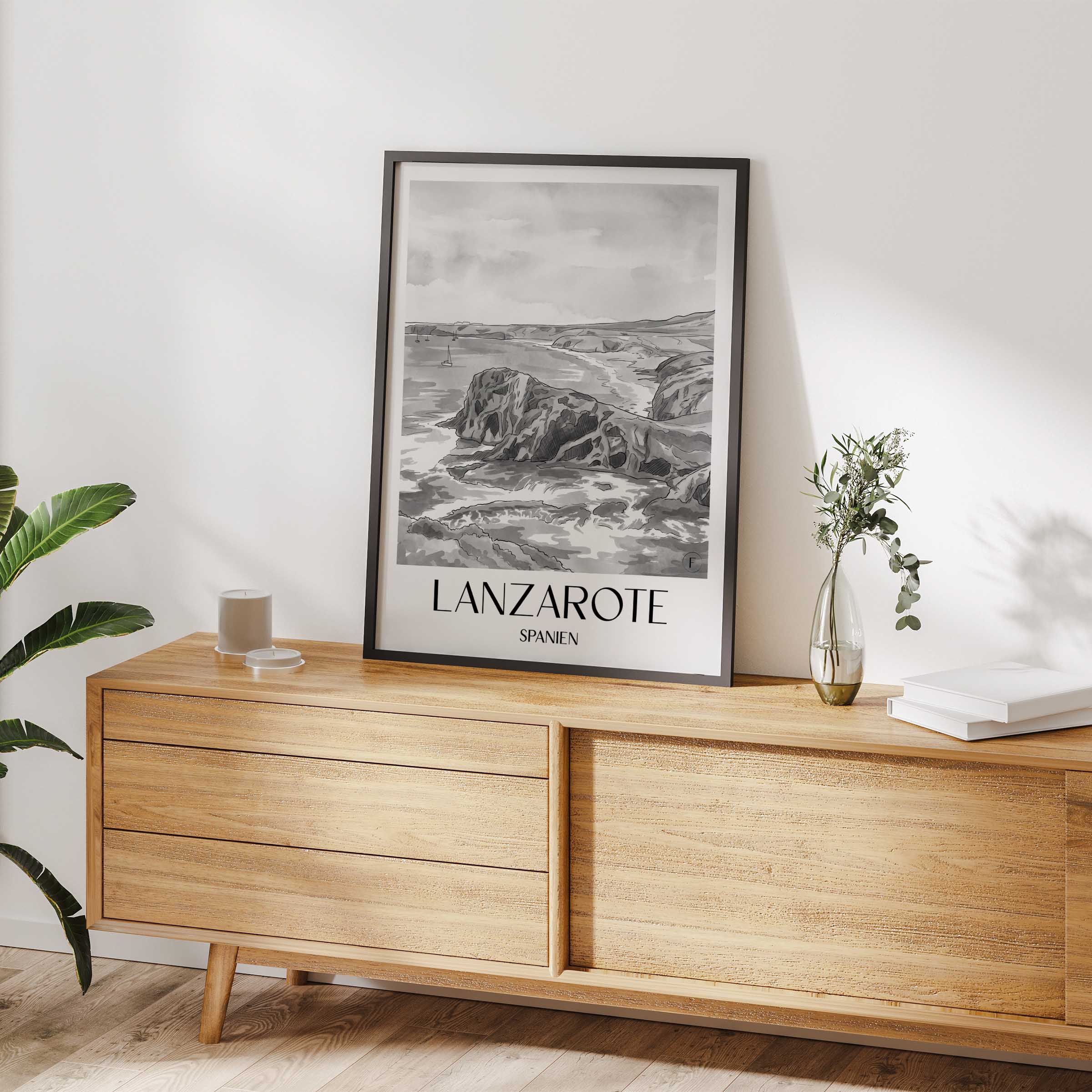 lanzarote-spanien-poster-aquarell-schwarz-weiss