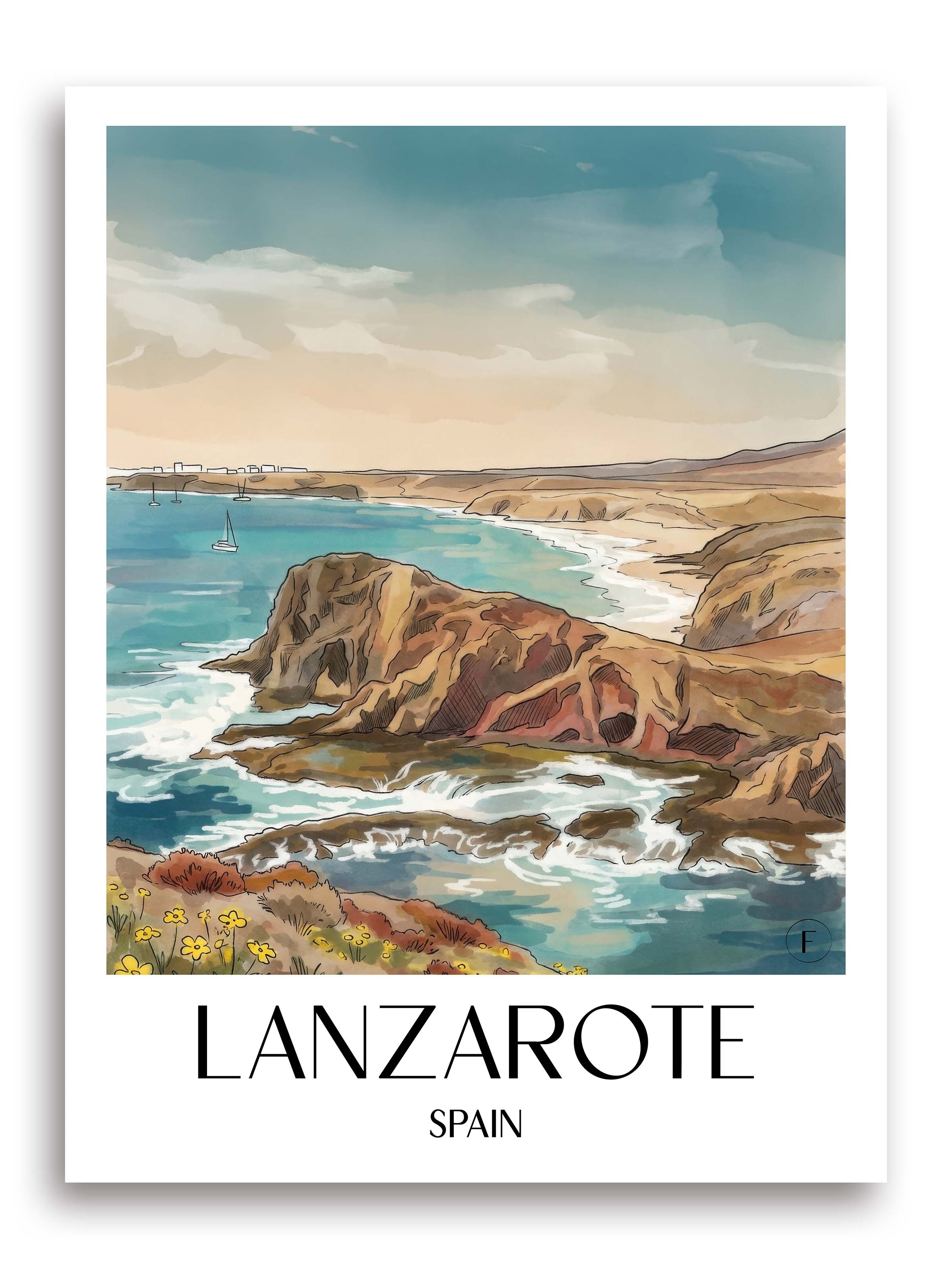 Lanzarote Poster - Spanien Kunstdruck - Aquarell von A4 bis A1 - favplace