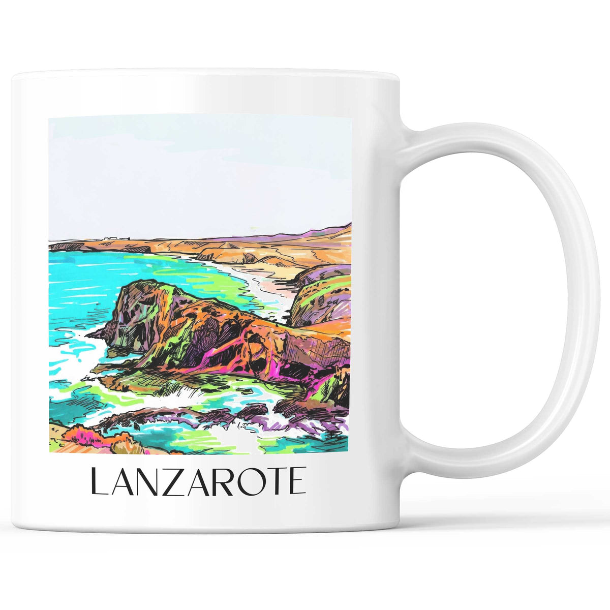 Lanzarote - Spanien Becher - Kaffeetasse im Tag Graffiti Stil - favplace