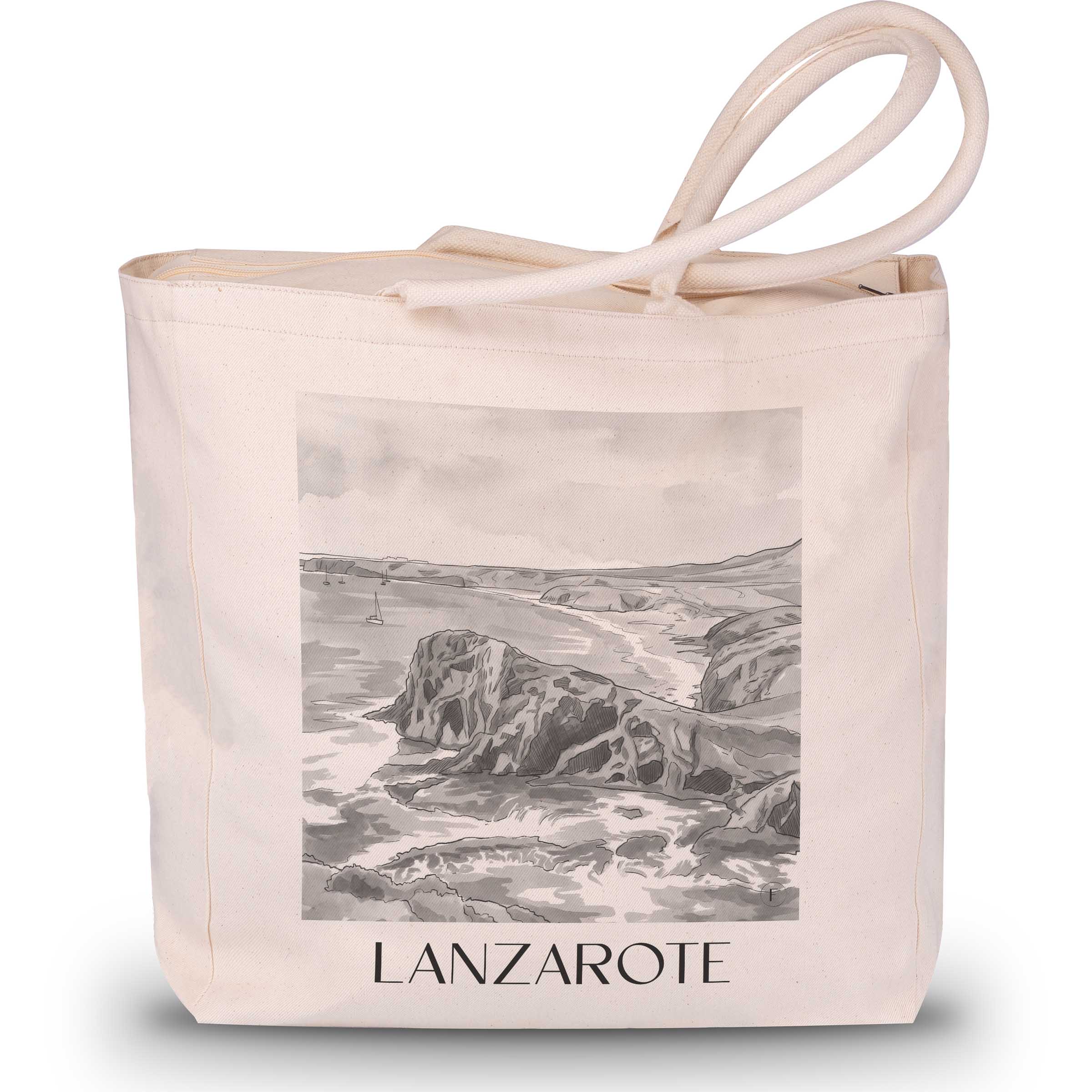 lanzarote-spanien-einkaufstasche-aquarell-schwarz-weiss