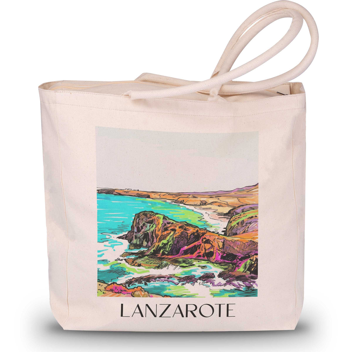 Lanzarote - Spanien Tote Bag - Einkaufstasche im Tag Graffiti Stil - favplace