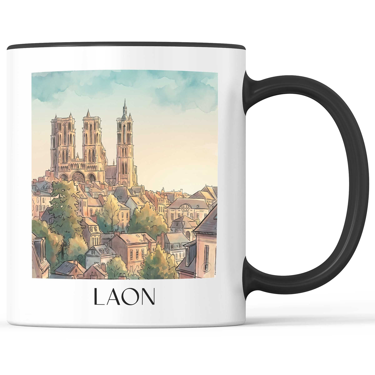 Laon Kaffeebecher - Aisne - Frankreich Becher - Kaffeetasse im Aquarell Stil - favplace
