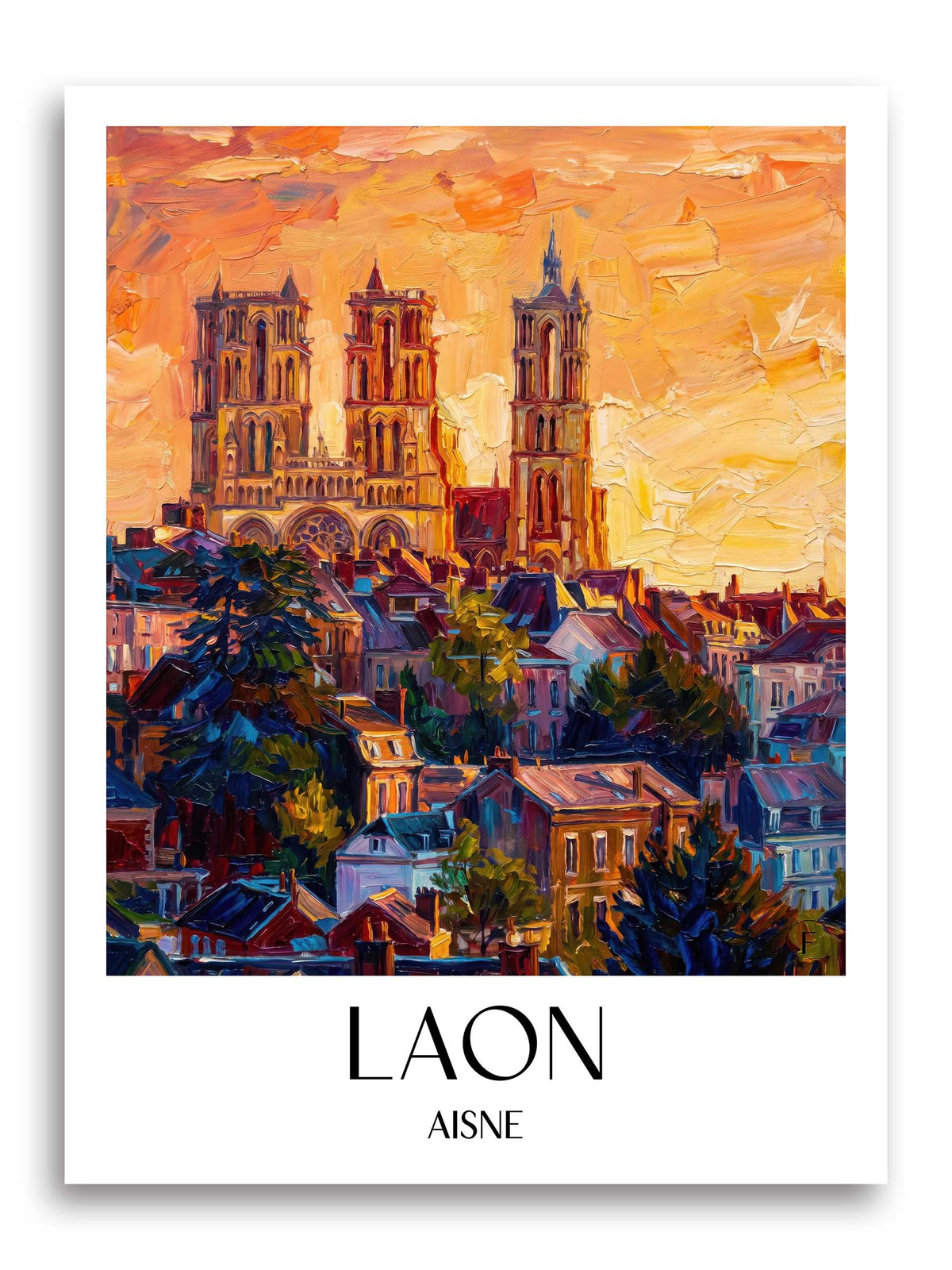 Laon Poster - Aisne - Frankreich Kunstdruck - Ölgemälde von A4 bis A1 - favplace